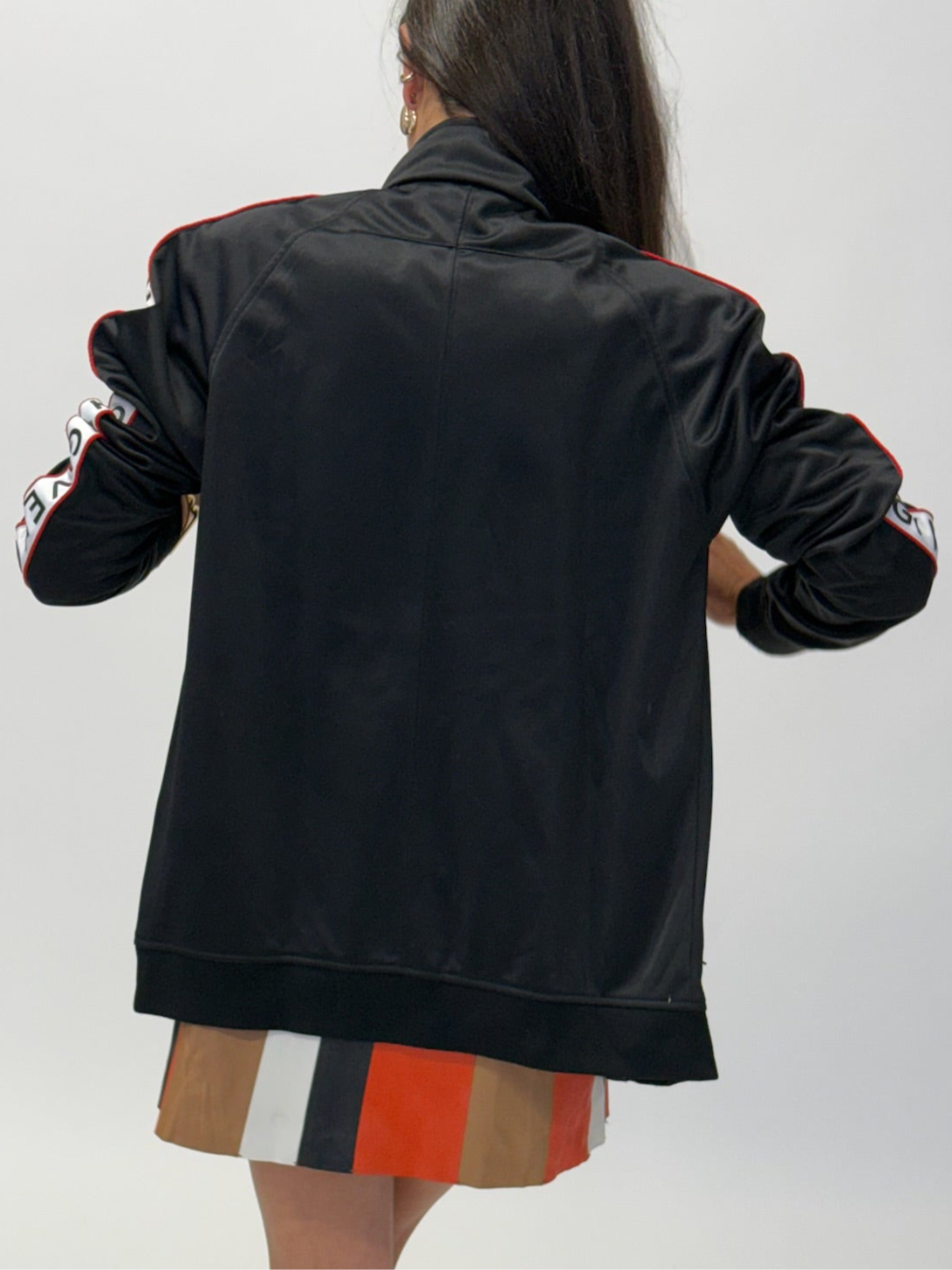 Givenchy Zip Through Trackie Jacket with Repeat Tape Logo - Black (38)
