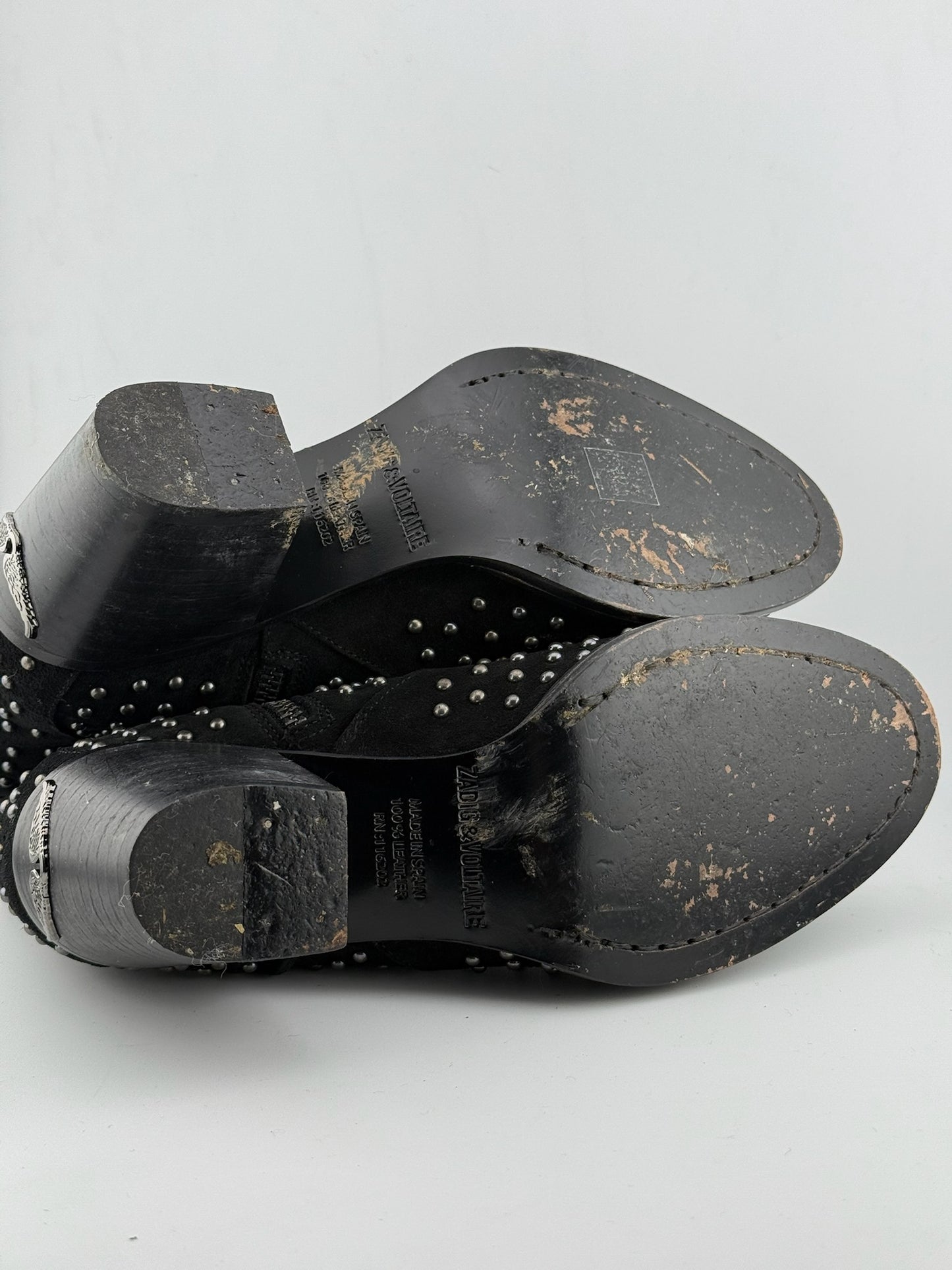 Zadig & Voltaire Studded Western Ankle Boots - Black (EUR 37)