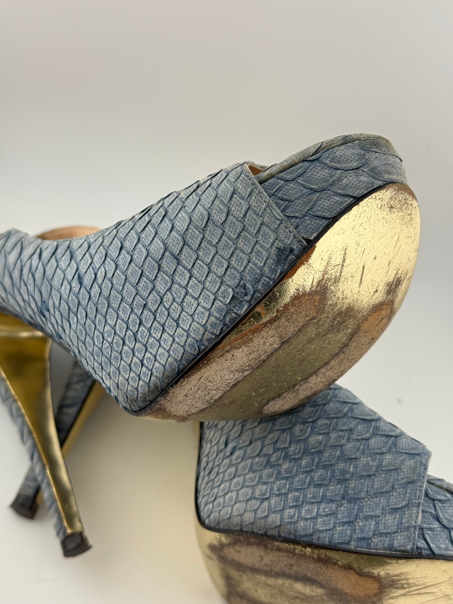 Gina Python Adele Platform Sling Backs w Peep Toe (EUR 40)