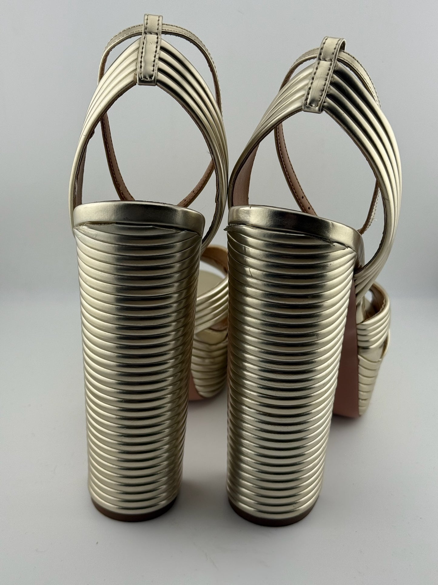 Aquazzura Gold ribbed heels
