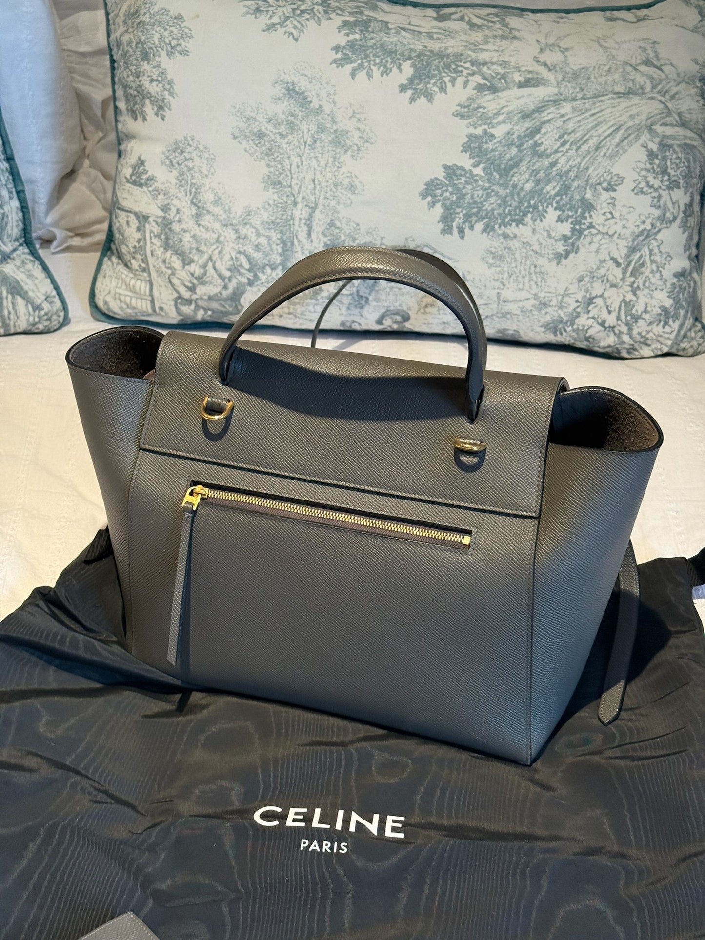 Celine Belt Leather Handbag & Matching Purse (Grey)