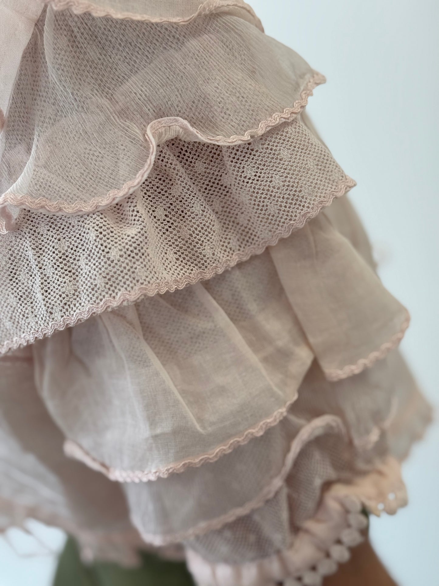 Noa Noa Pink Ruffle Sleeve Sheer Vest - Pastel Pink (Estimated Size S)