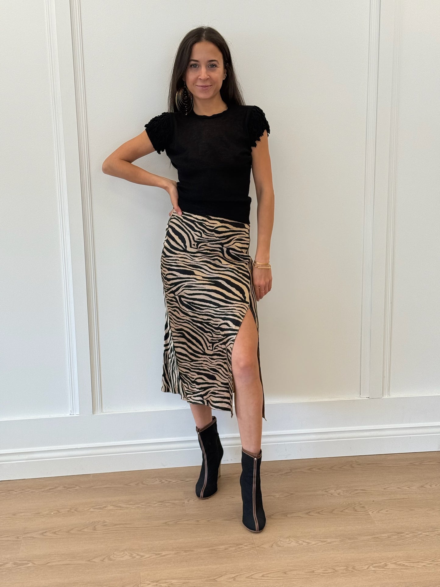 Anine Bing Tiger Print Skirt - Brown/Black (Estimated Size XS)