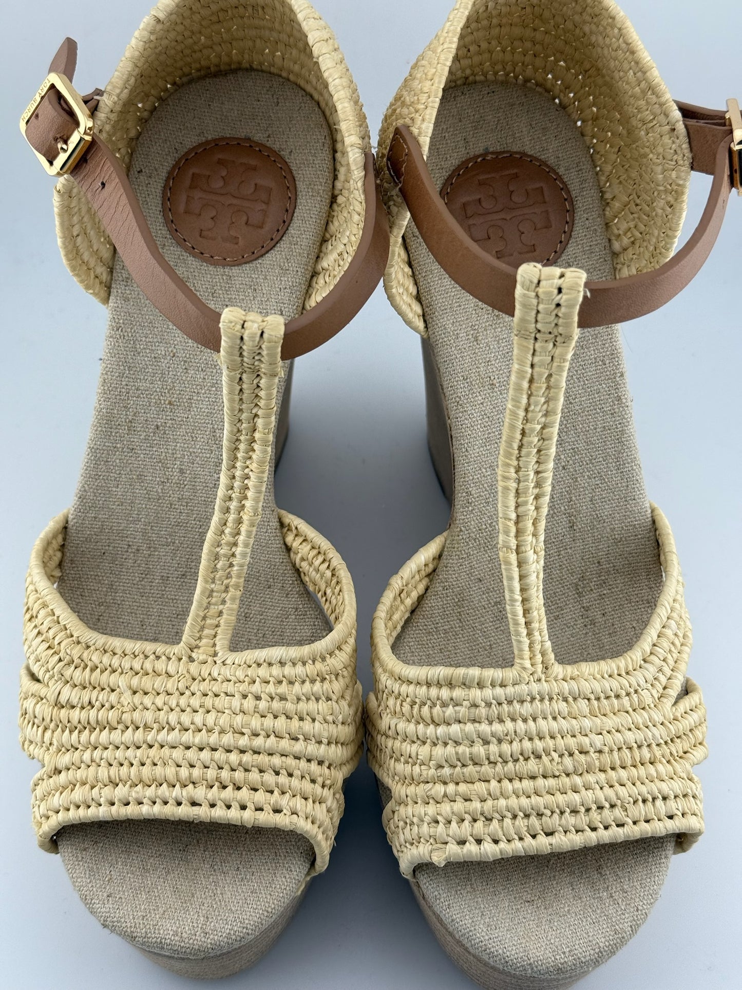 Tory Burch Natural Woven Wedges - Tan/Natural (EUR 37.5)