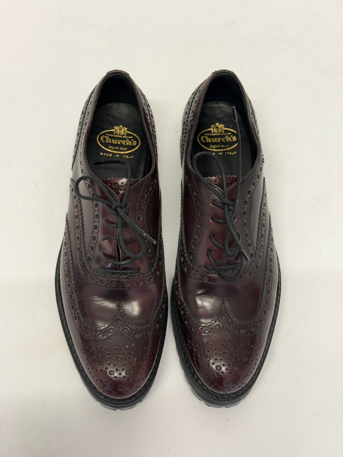 Church's Burwood Polished Fumé Oxford Brogues - Blood Red (39.5 EUR)