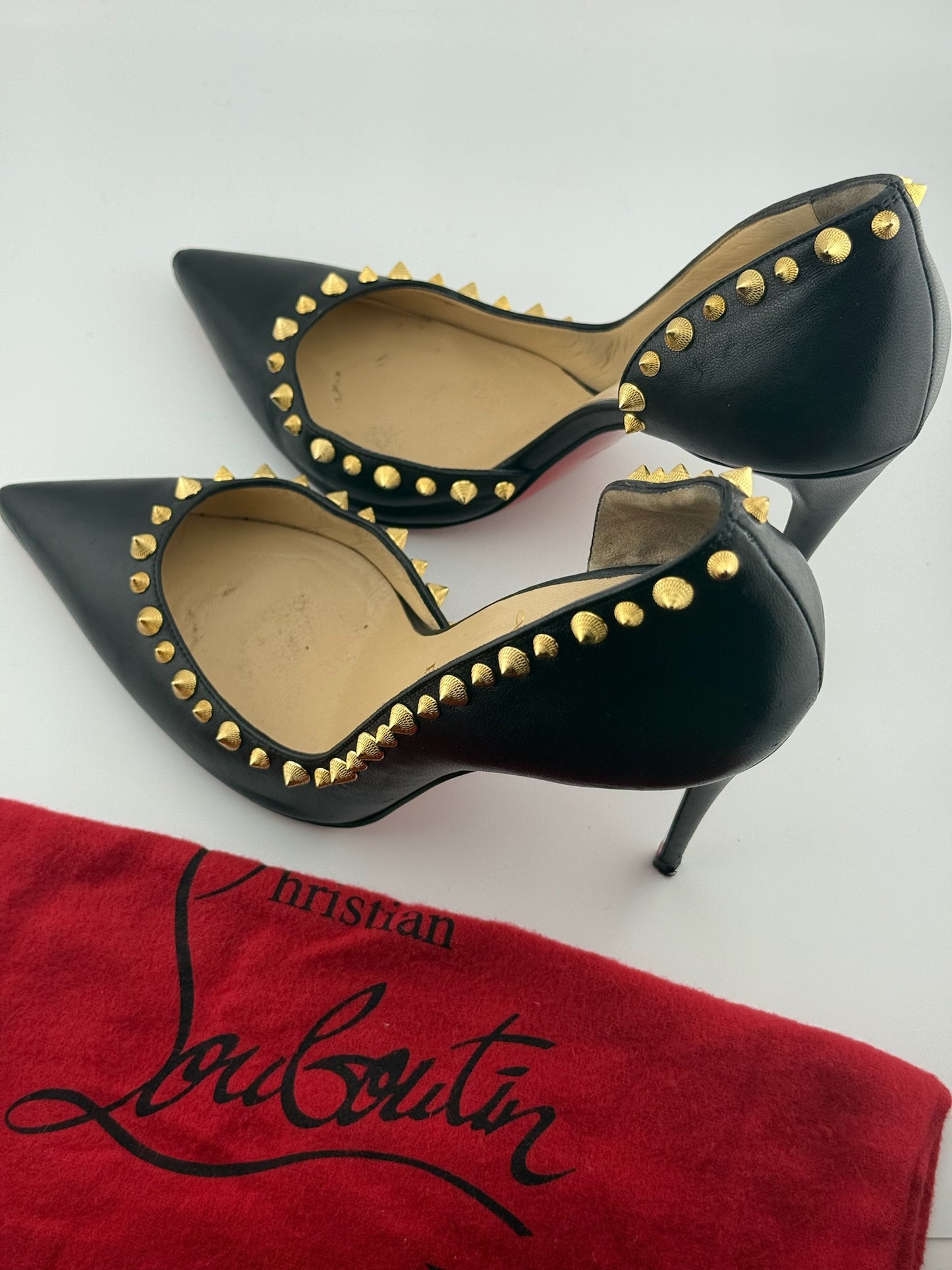 Christian Louboutin Iriza Studded Heels – Black & Gold (EU 39.5)