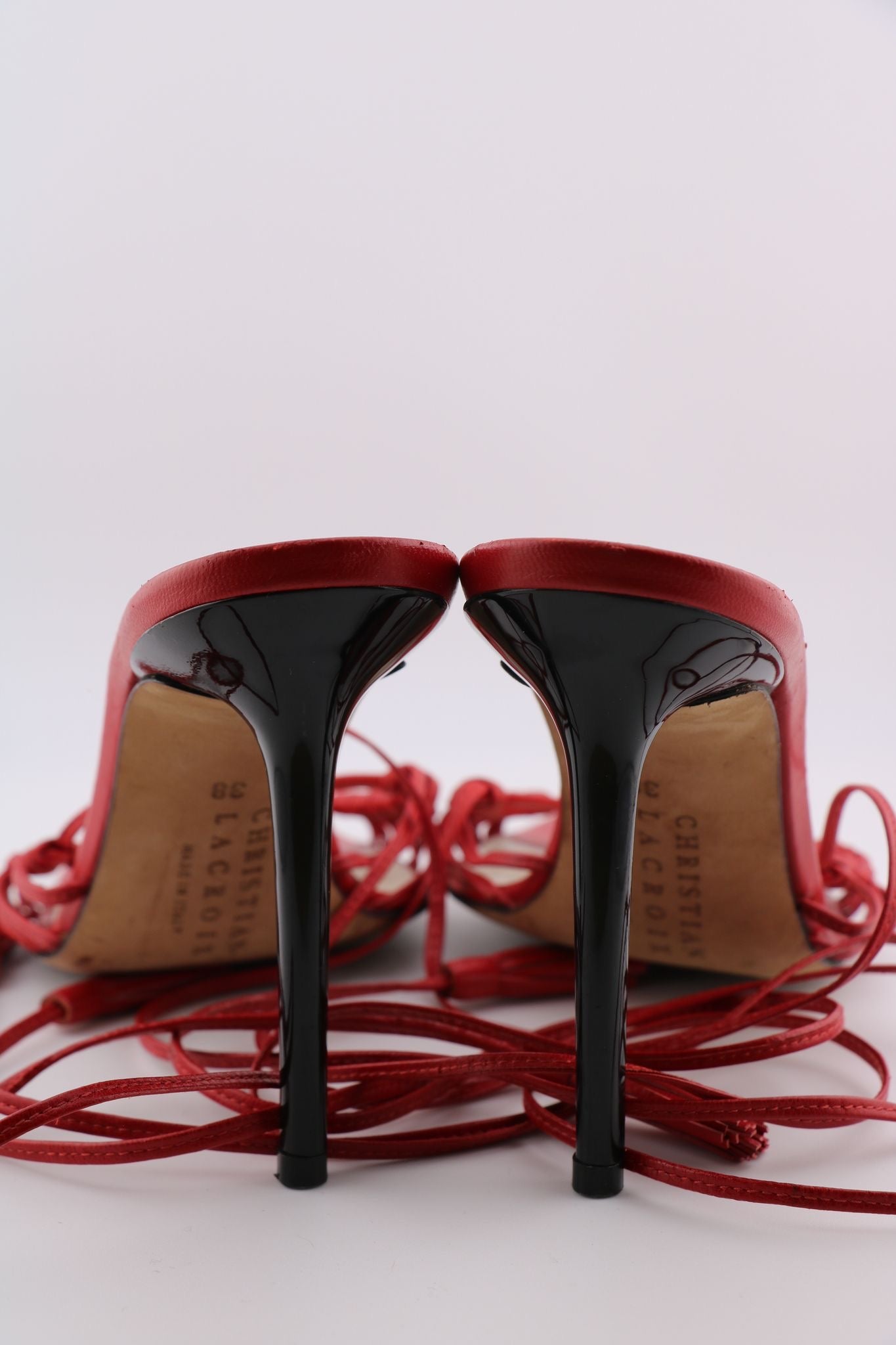 Christian Lacroix Mule with Woven Toe & Ankle Ties in Red (EUR 38)