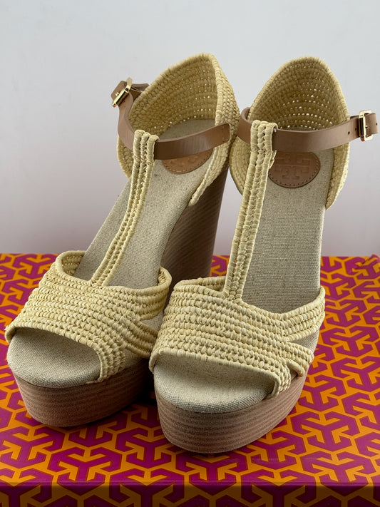 Tory Burch Natural Woven Wedges - Tan/Natural (EUR 37.5)