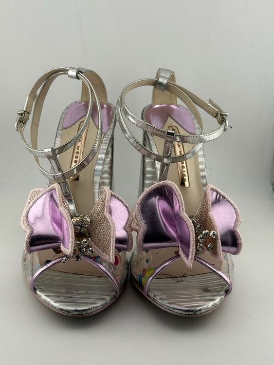 Sophia Webster Butterfly Peep Toe with Block Heel & Ankle Strap - Purple/Metallic (Size 41)