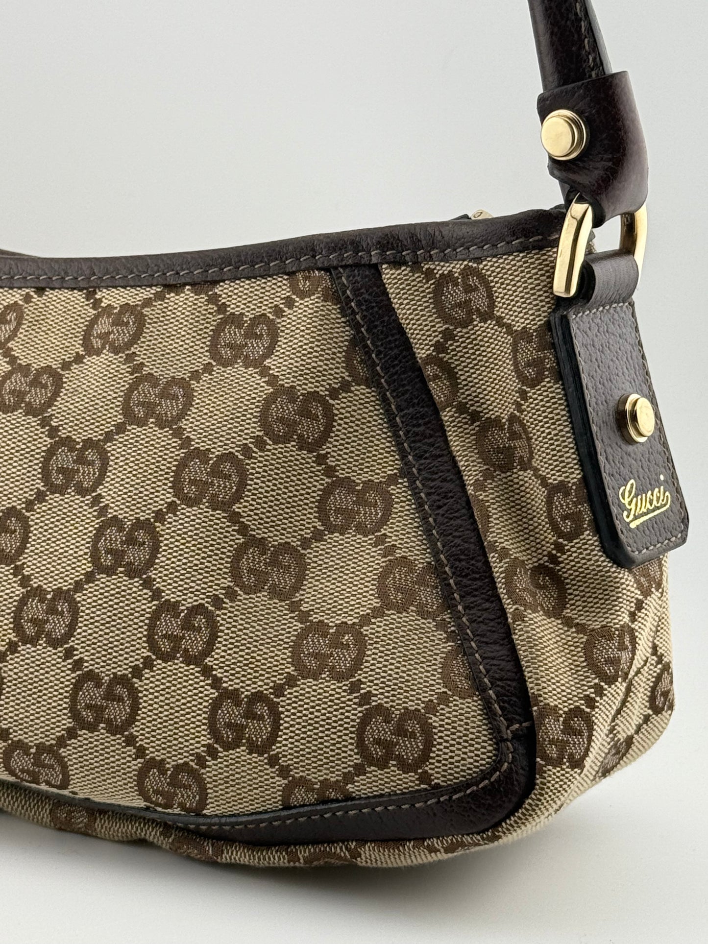 Gucci GG Canvas Abbey D-Ring Pochette Bag - Beige/Ebony