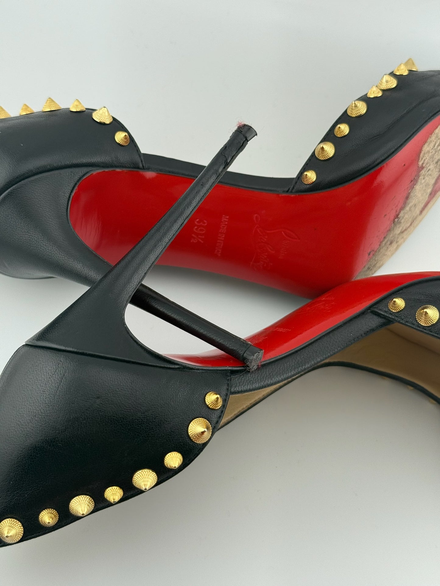 Christian Louboutin Iriza Studded Heels – Black & Gold (EU 39.5)