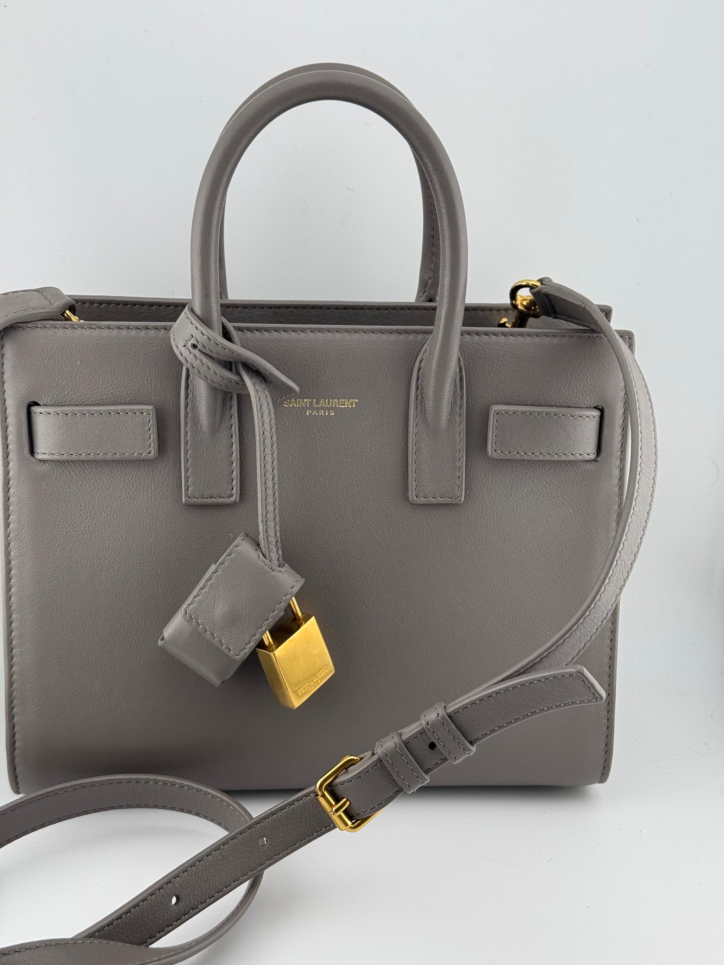 Saint Laurent Sac De Jour Nano Leather Tote – Grey