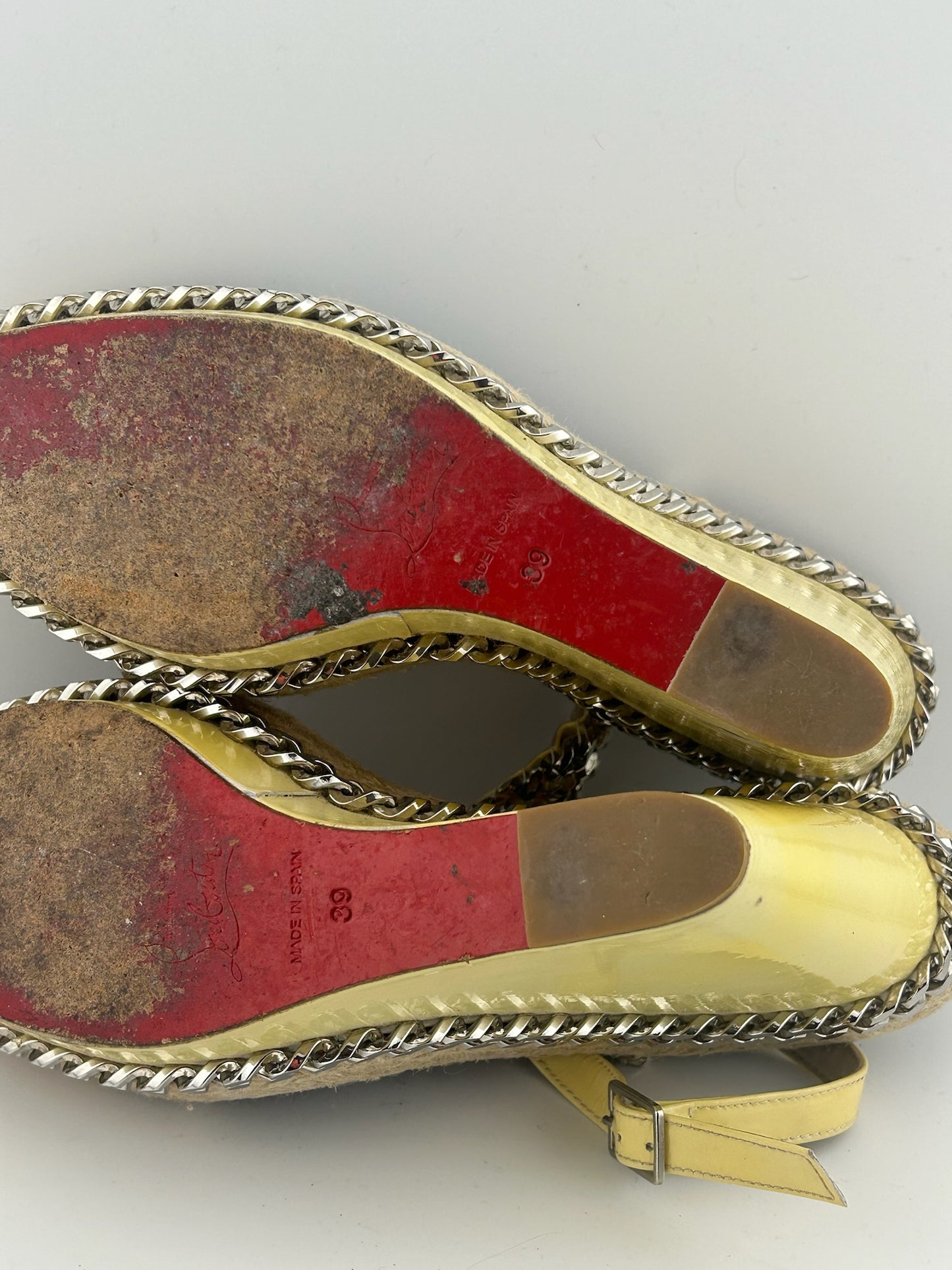 Christian Louboutin Chain Yellow Wedges - Silver/Pastel (Size 39)
