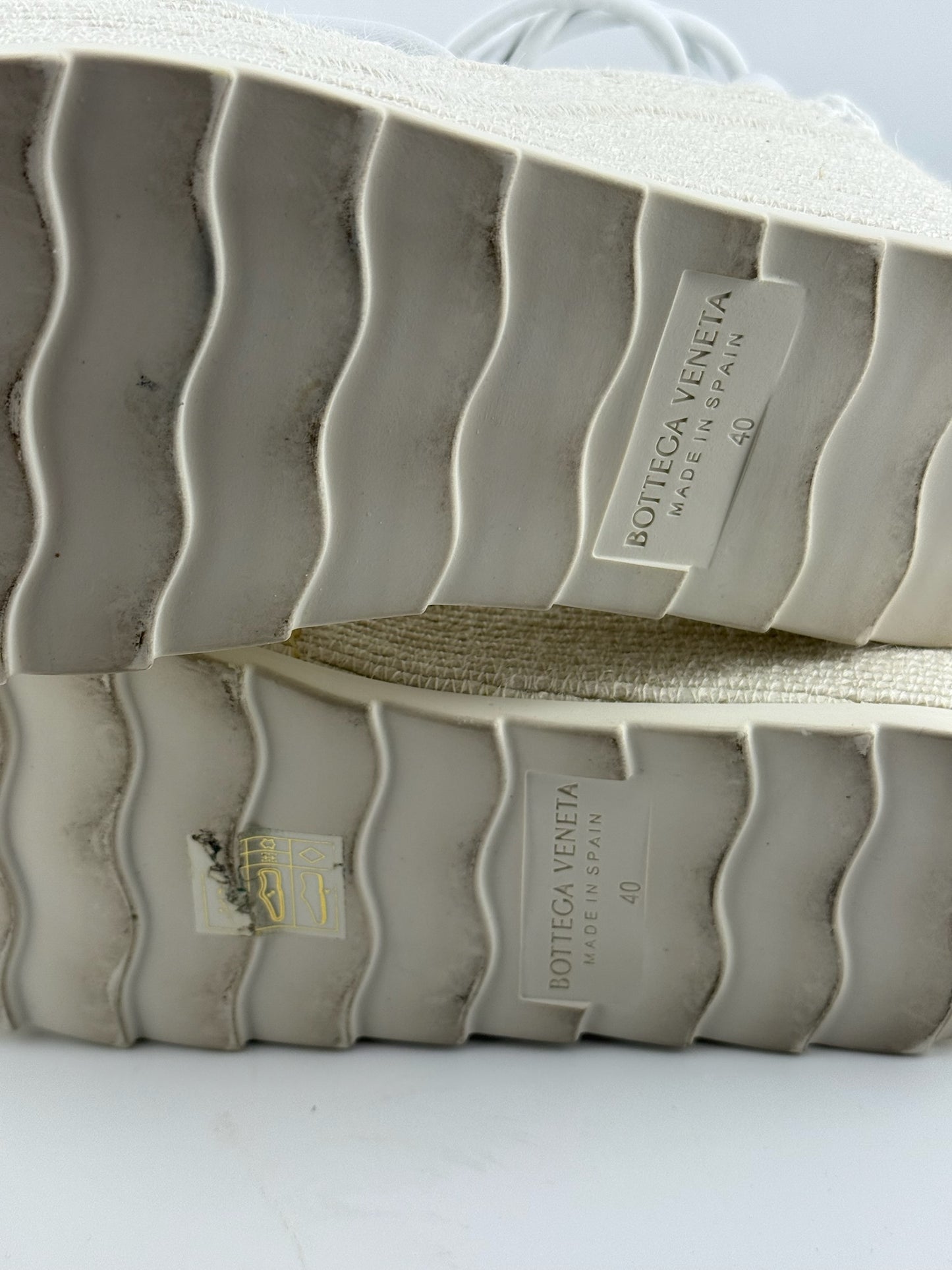 Bottega Veneta White Sporty Web Wedge Espadrilles