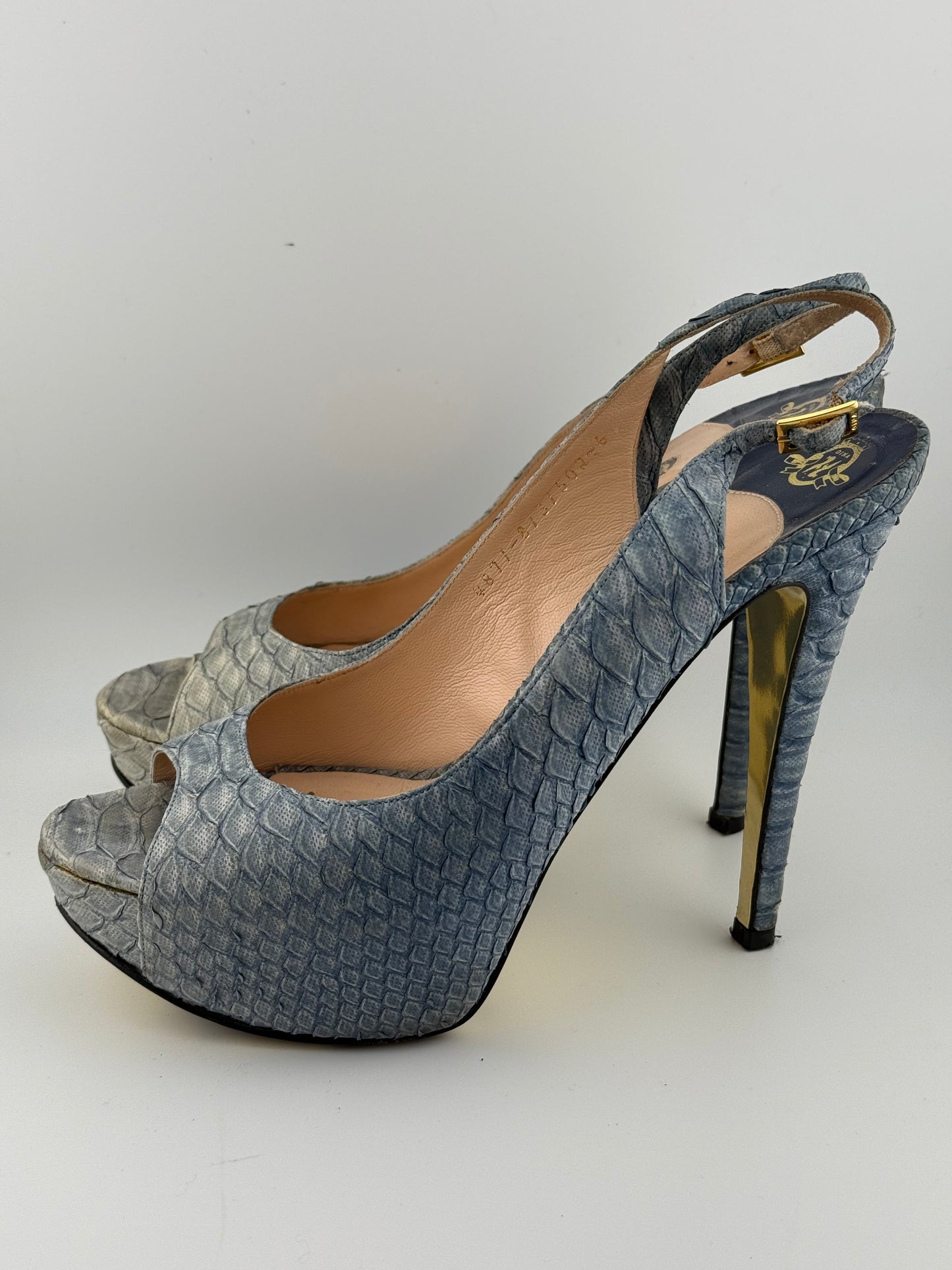 Gina Python Adele Platform Sling Backs w Peep Toe (EUR 40)
