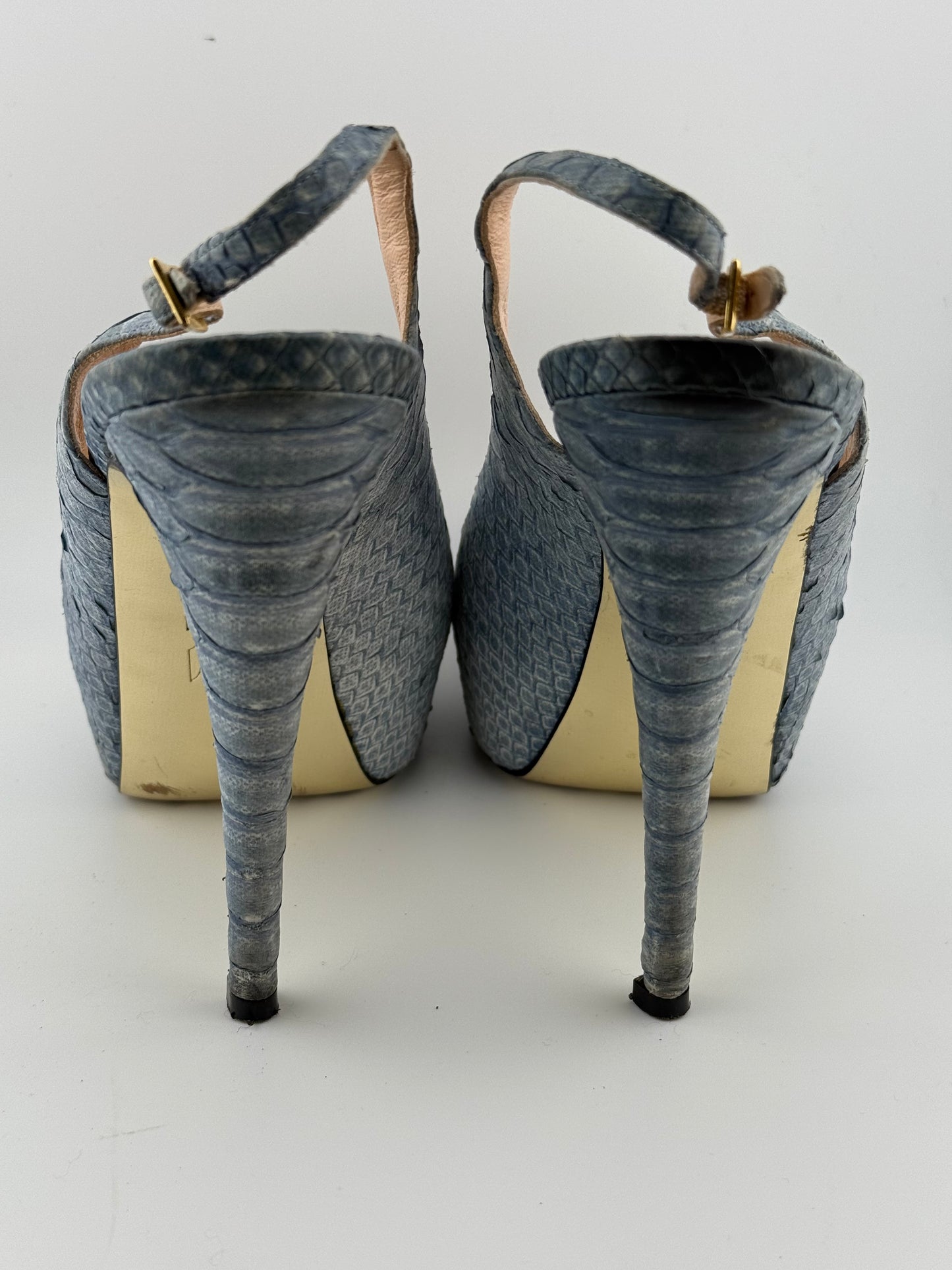 Gina Python Adele Platform Sling Backs w Peep Toe (EUR 40)