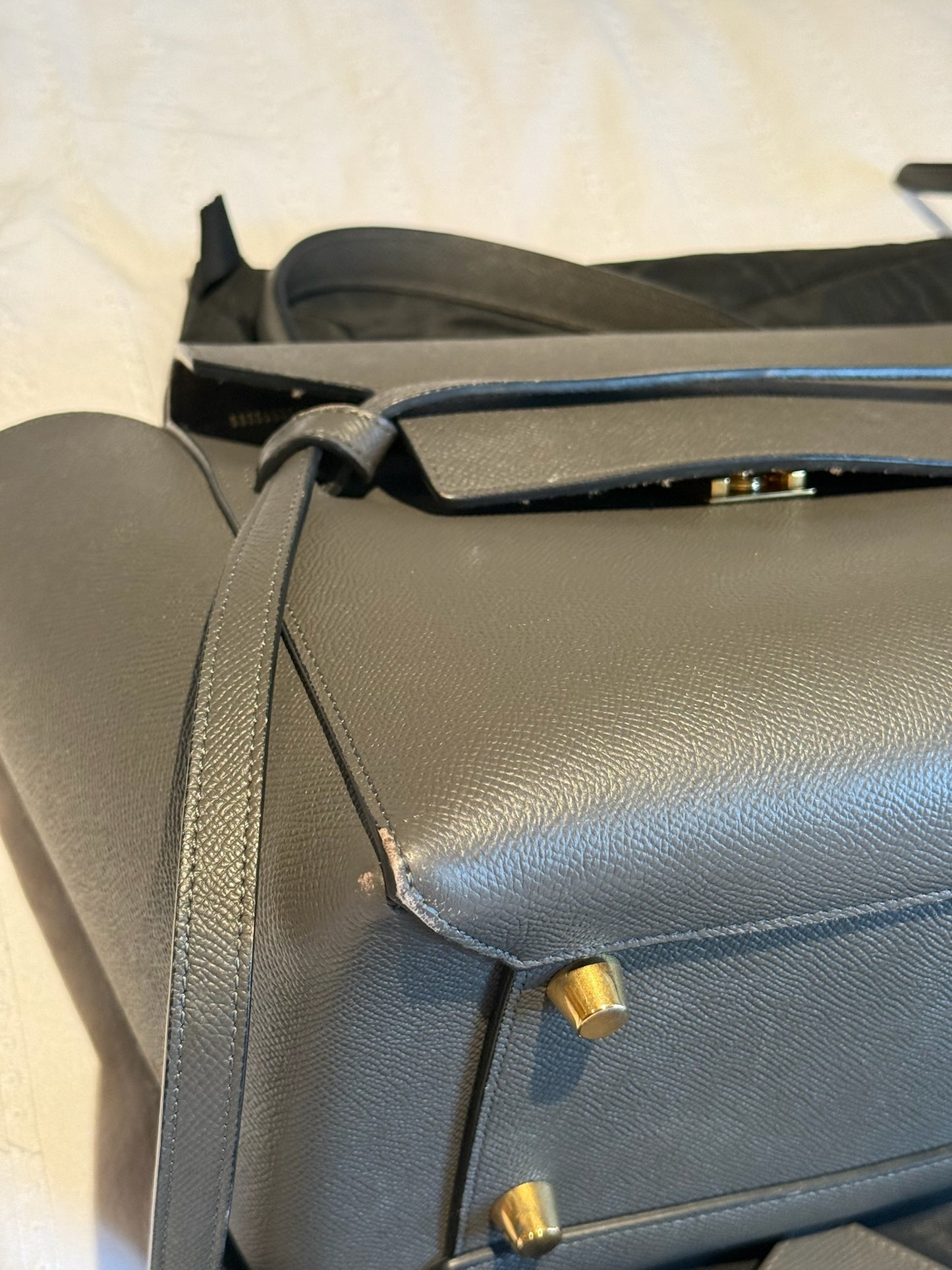 Celine Belt Leather Handbag & Matching Purse (Grey)