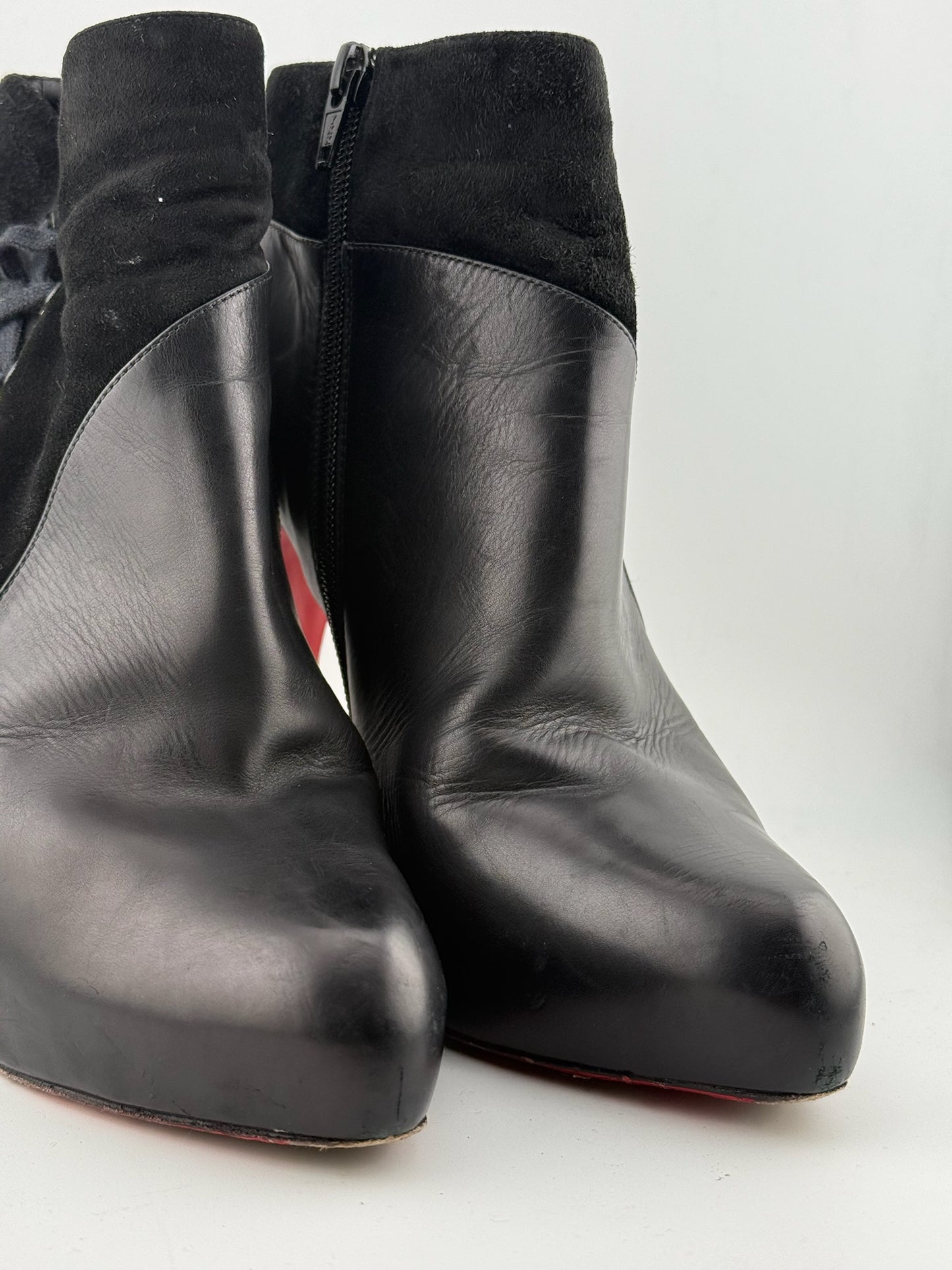 Christian Louboutin Shoe Boot with Criss Cross Shoe Lace Detail - Black (Size 40)
