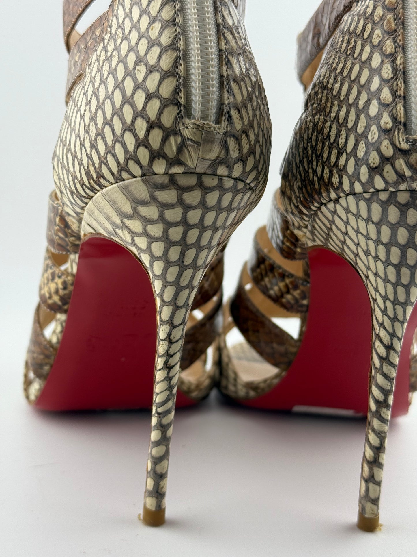 Christian Louboutin Gladiator Stiletto Sandals - Gold Snake (EUR 39.5)