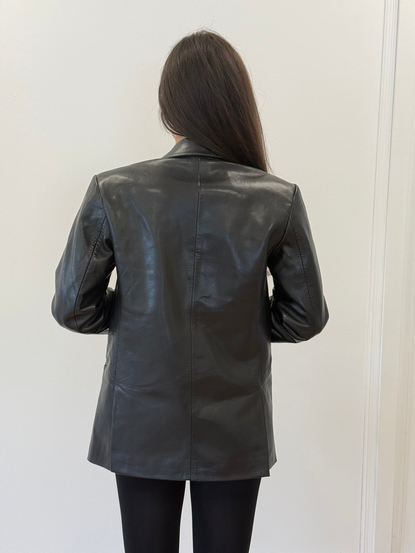 Anine Bing Leather Blazer - Black (Estimated Size XS)