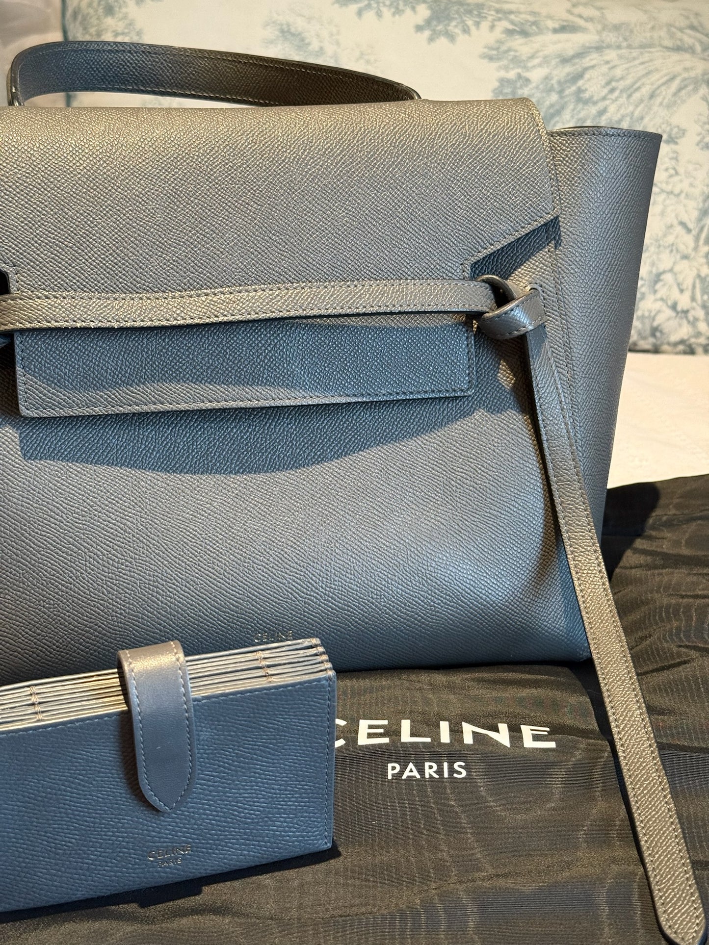 Celine Belt Leather Handbag & Matching Purse (Grey)