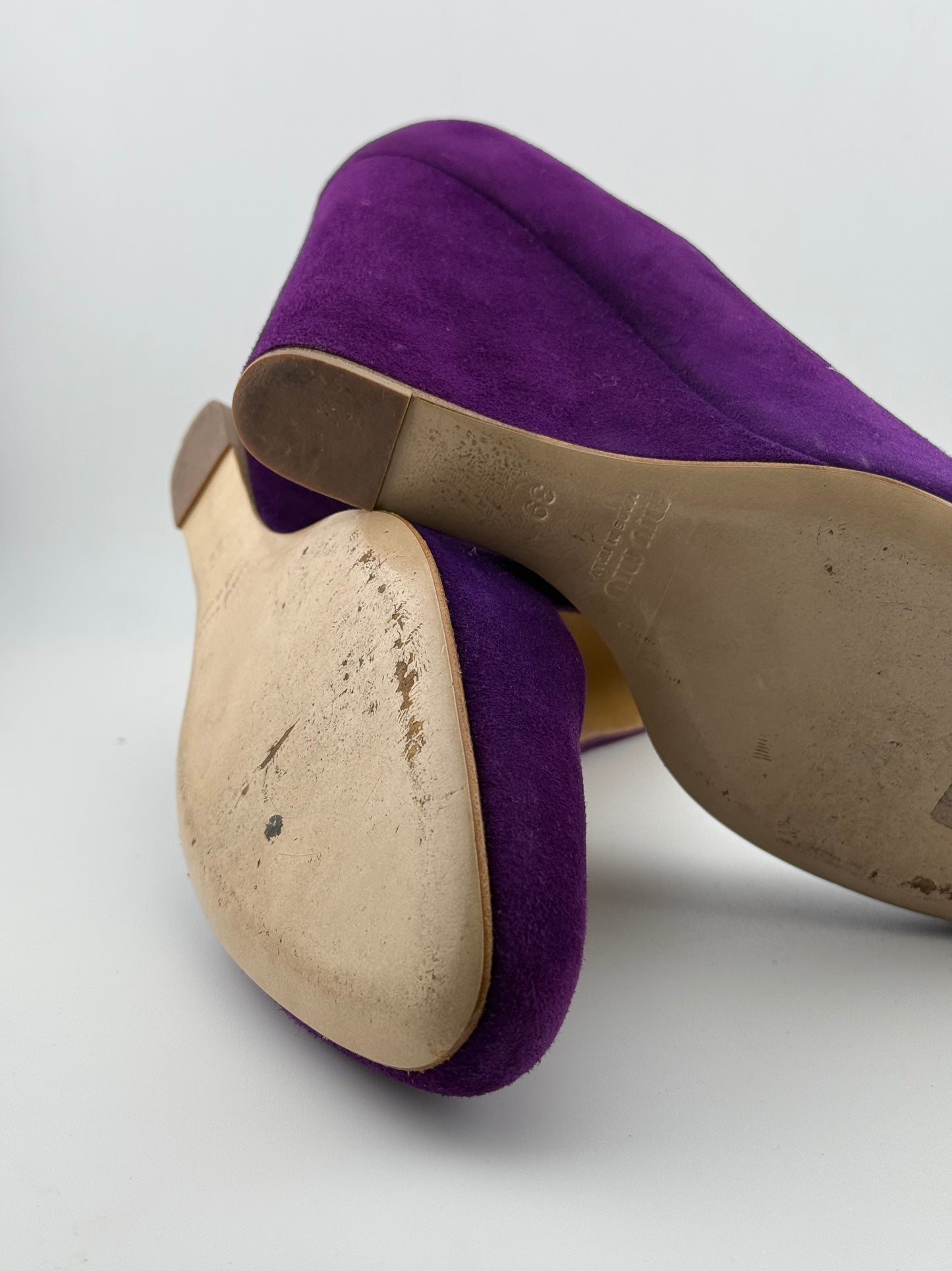 Miu Miu Wedged Court Shoes - Purple (Size 39)