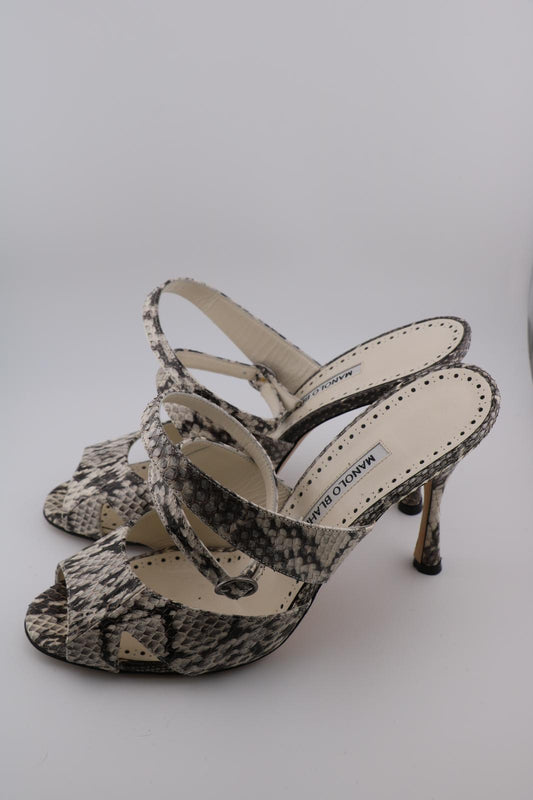 Manolo Blahnik Open Toe Heels with Cross Over Ankle Strap (EUR 39.5)