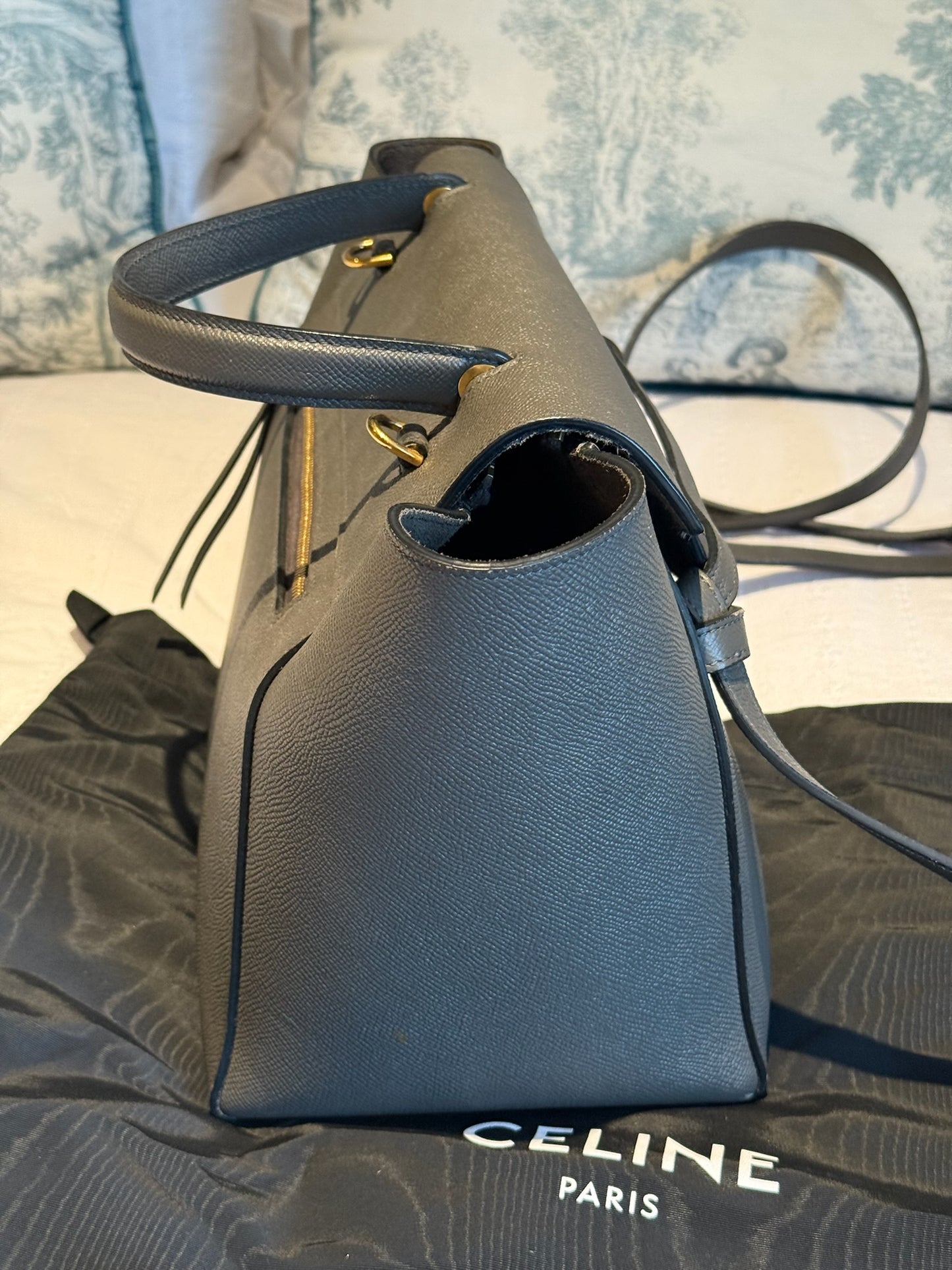 Celine Belt Leather Handbag & Matching Purse (Grey)