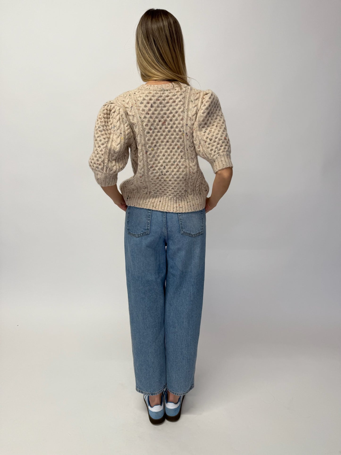 Sandro Paris Cropped Barrel-Leg Jeans - Mid Blue Denim (36 FR)