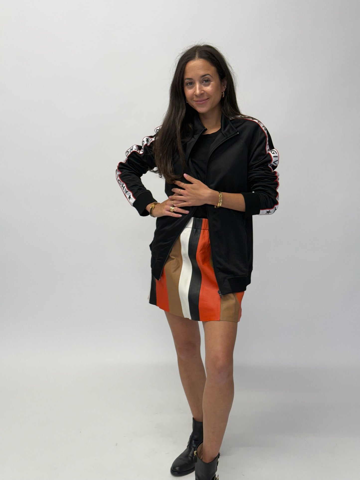 Givenchy Zip Through Trackie Jacket with Repeat Tape Logo - Black (38)