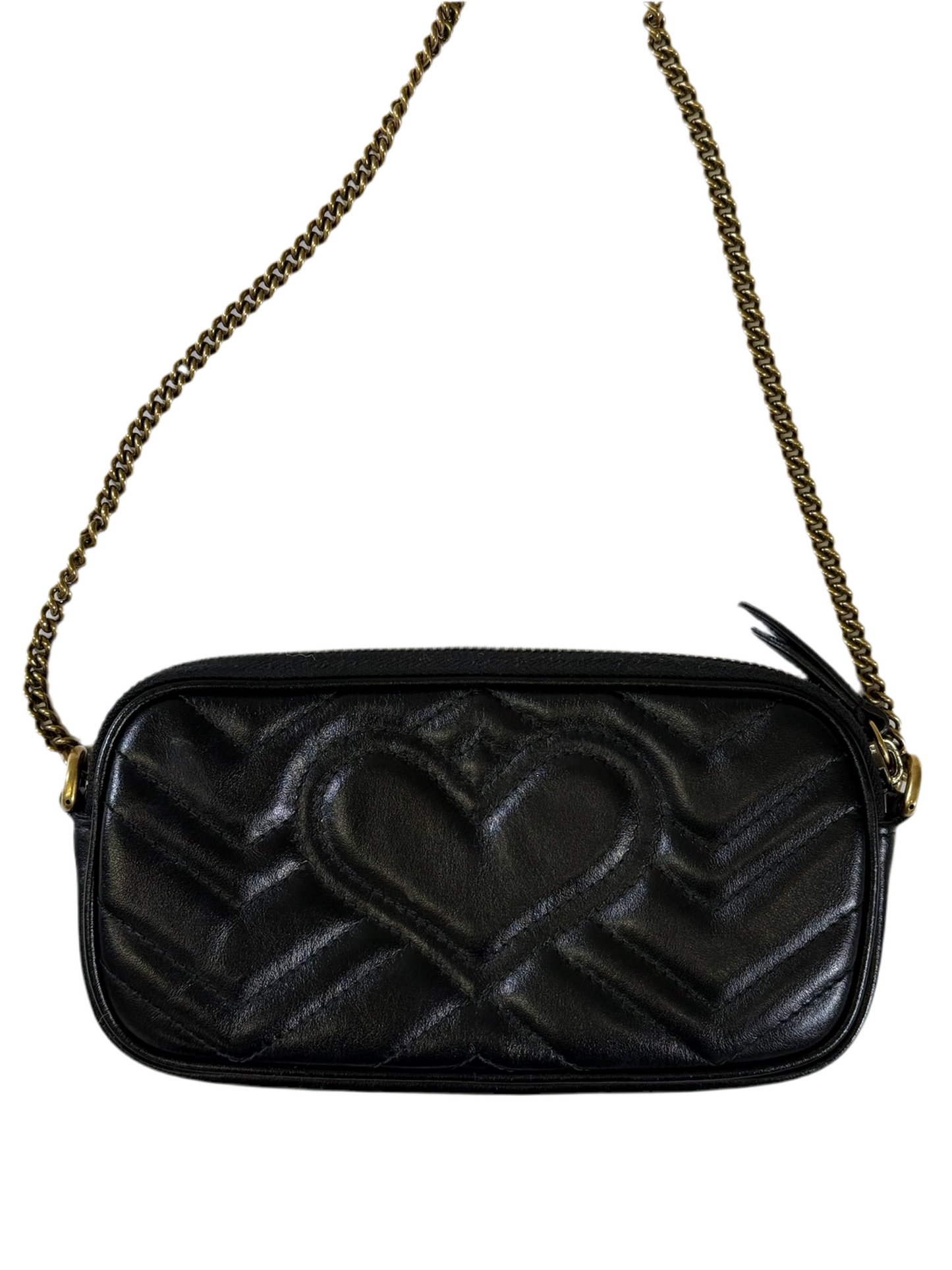 Gucci GG Marmont Single Zip Leather Crossbody Bag - Black