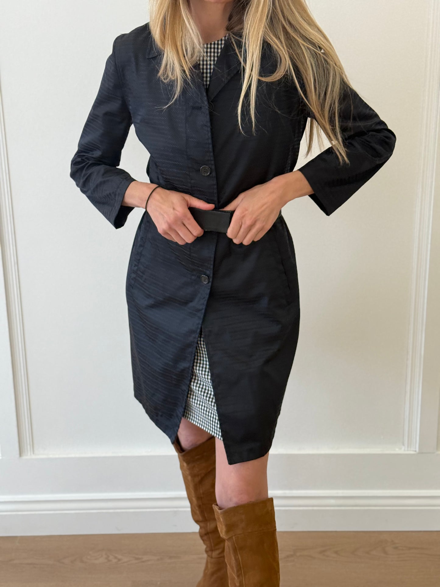 Prada Trench Belted Coat - Midnight Blue (IT 40)