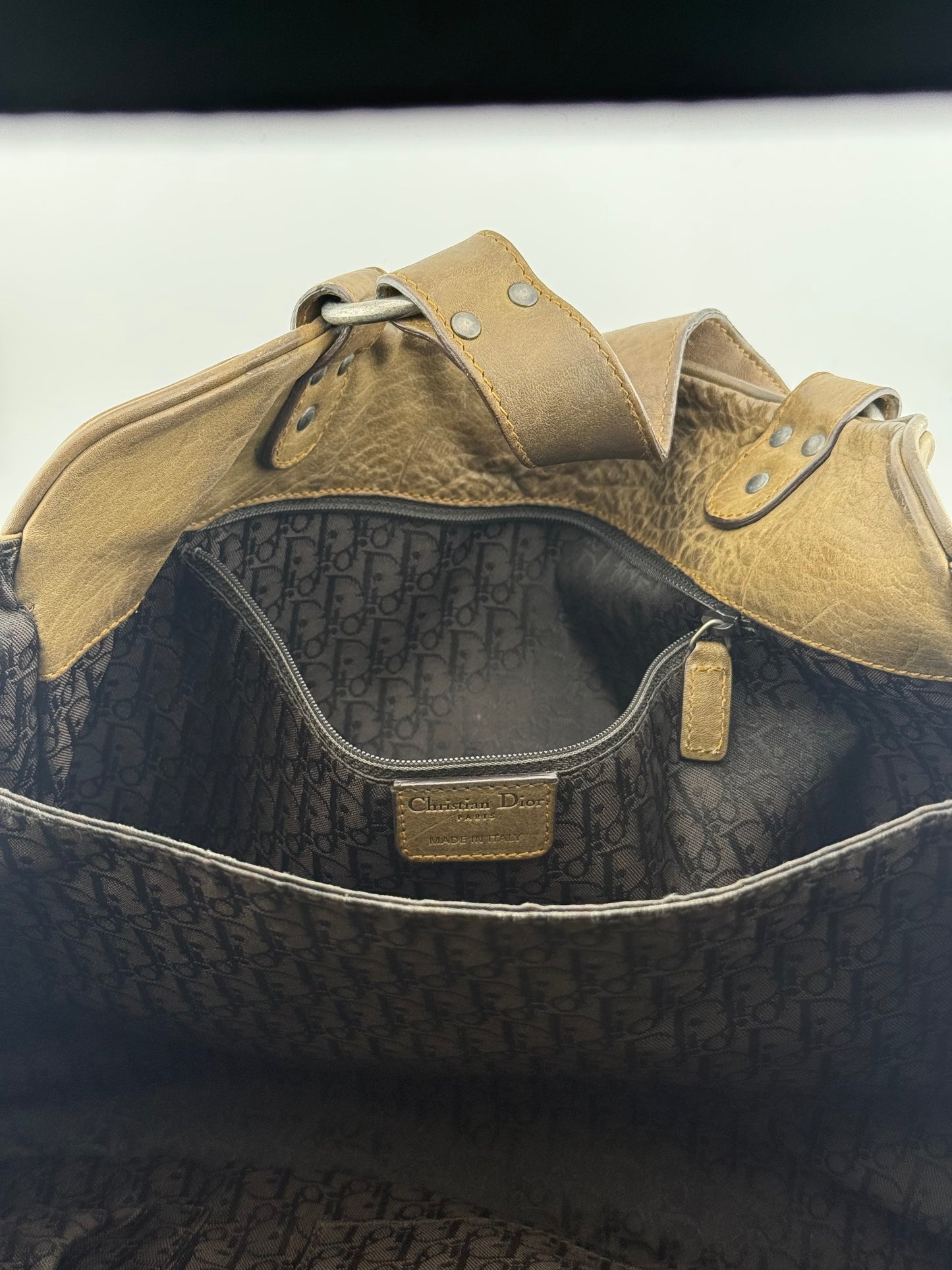 Dior Gaucho Leather Handbag with Coin & Key – Khaki