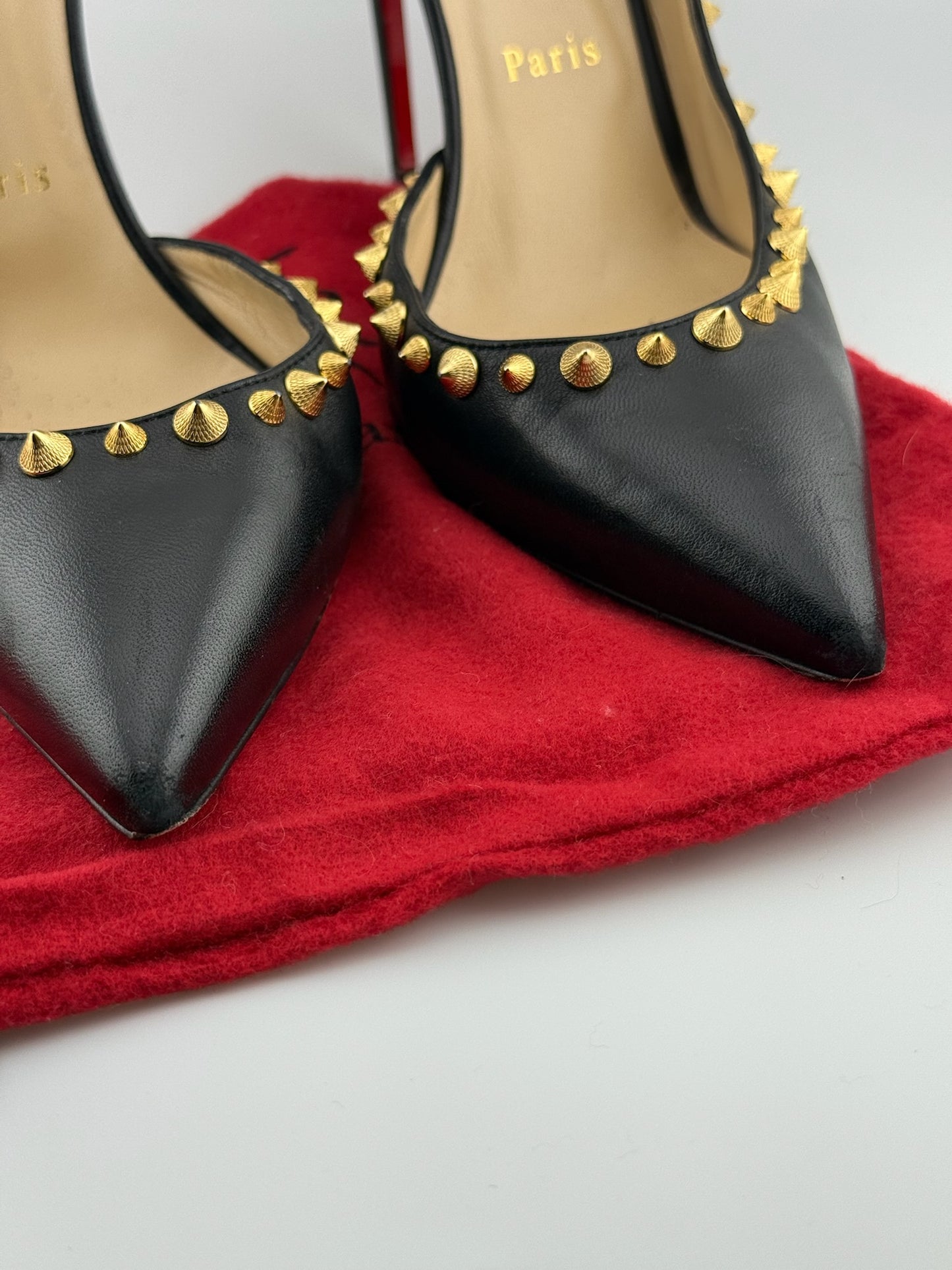Christian Louboutin Iriza Studded Heels – Black & Gold (EU 39.5)