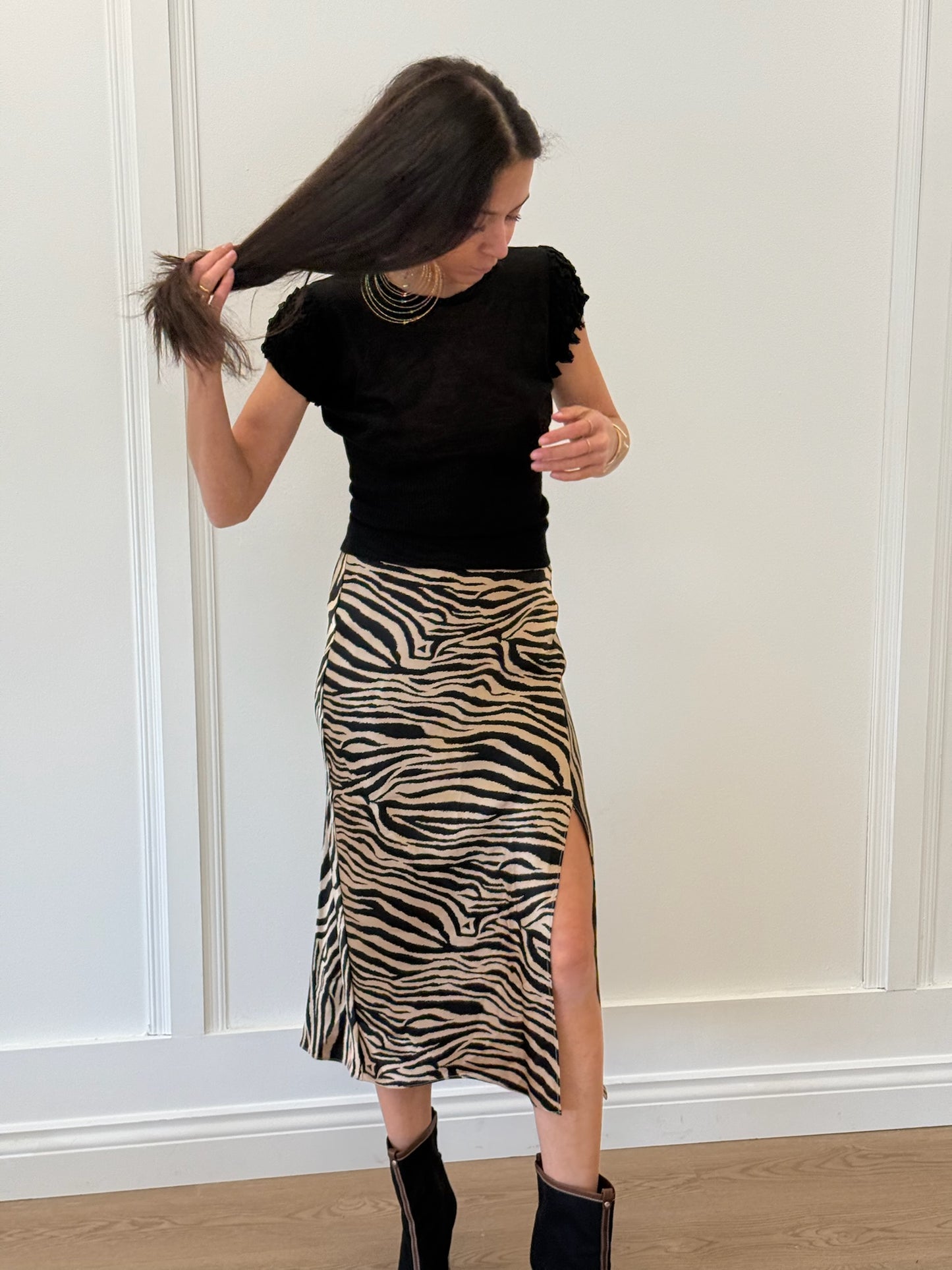 Anine Bing Tiger Print Skirt - Brown/Black (Estimated Size XS)