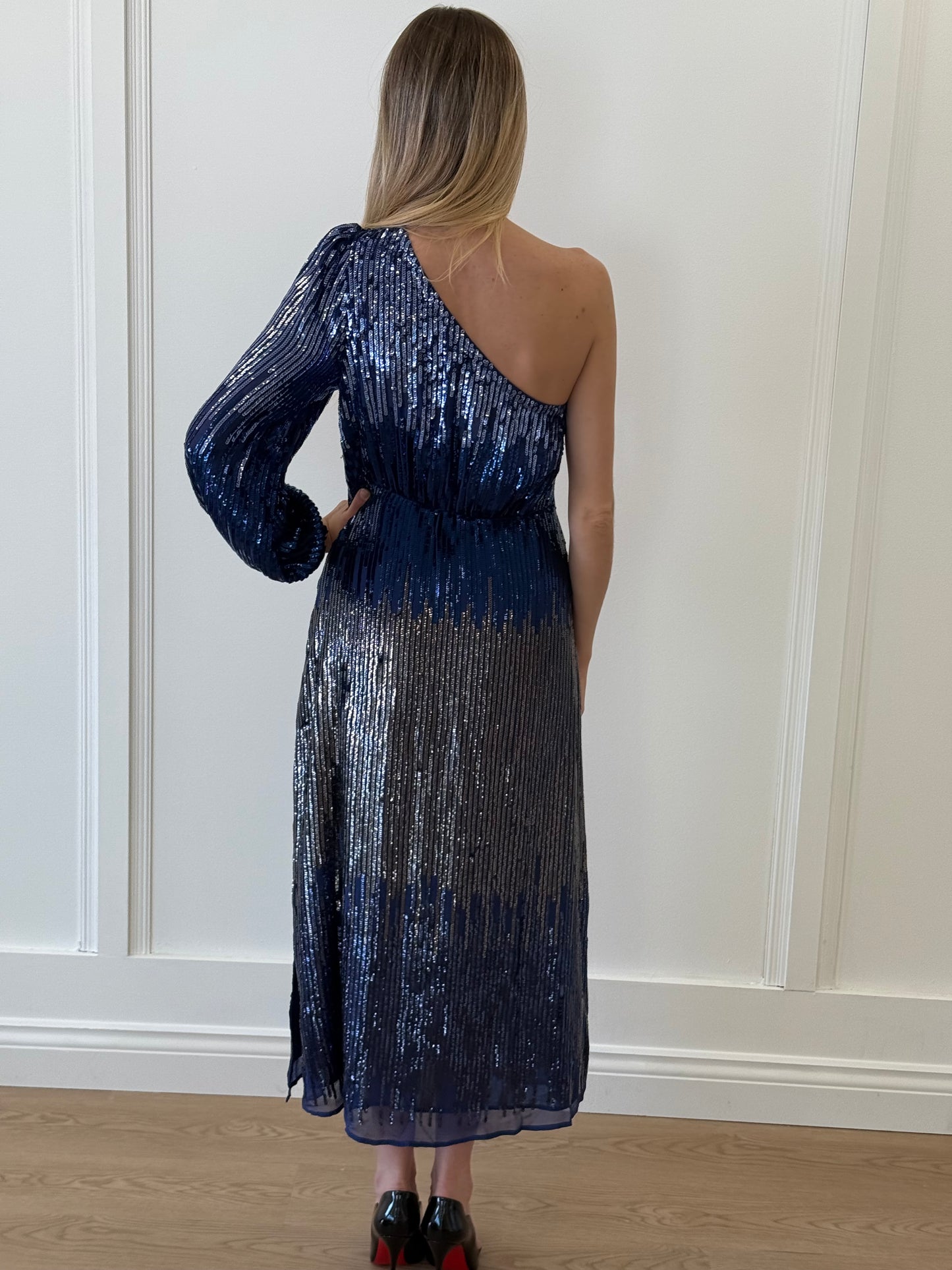 Rixo Bradshaw Sequin Dress - Blue (Size S)