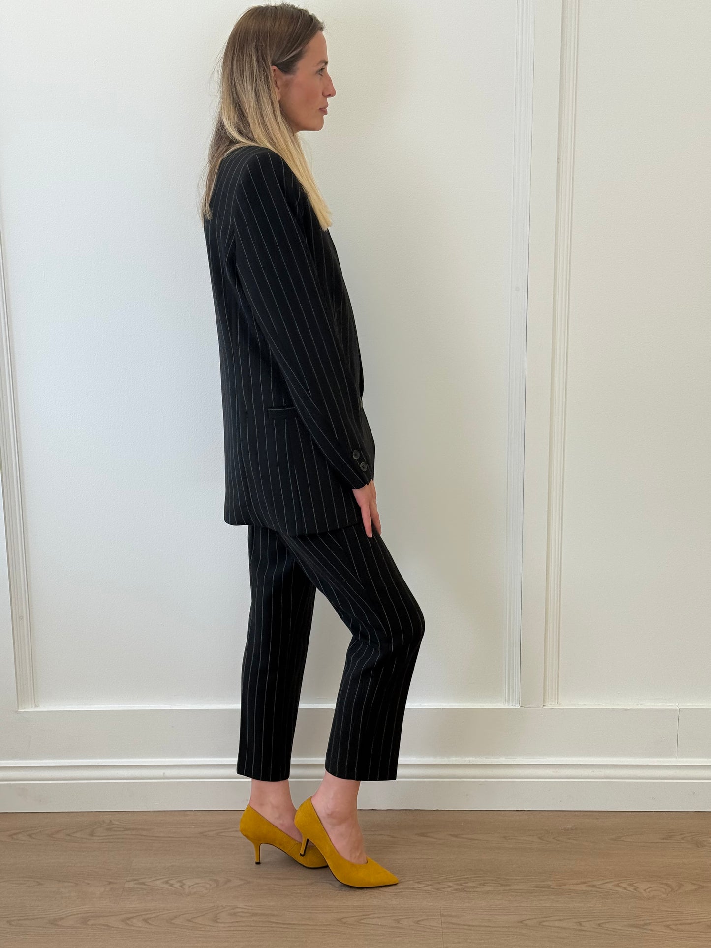 Ganni Double-Breasted Pinstripe Suit (38)