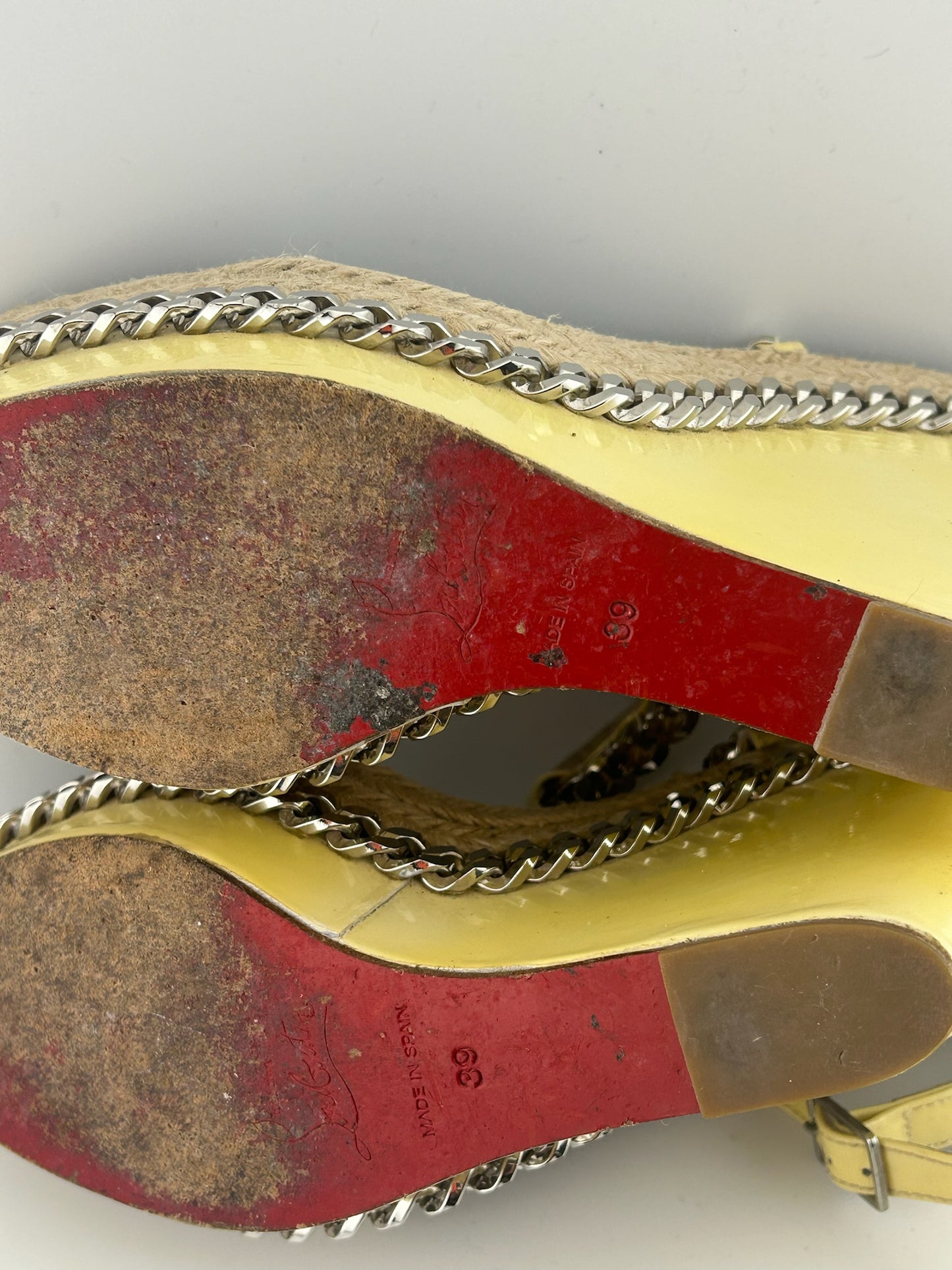 Christian Louboutin Chain Yellow Wedges - Silver/Pastel (Size 39)