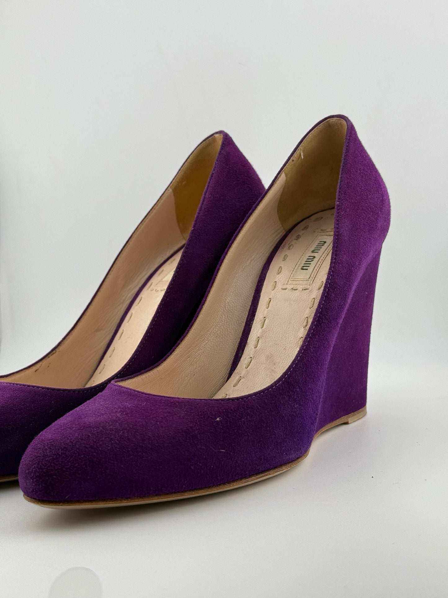 Miu Miu Wedged Court Shoes - Purple (Size 39)