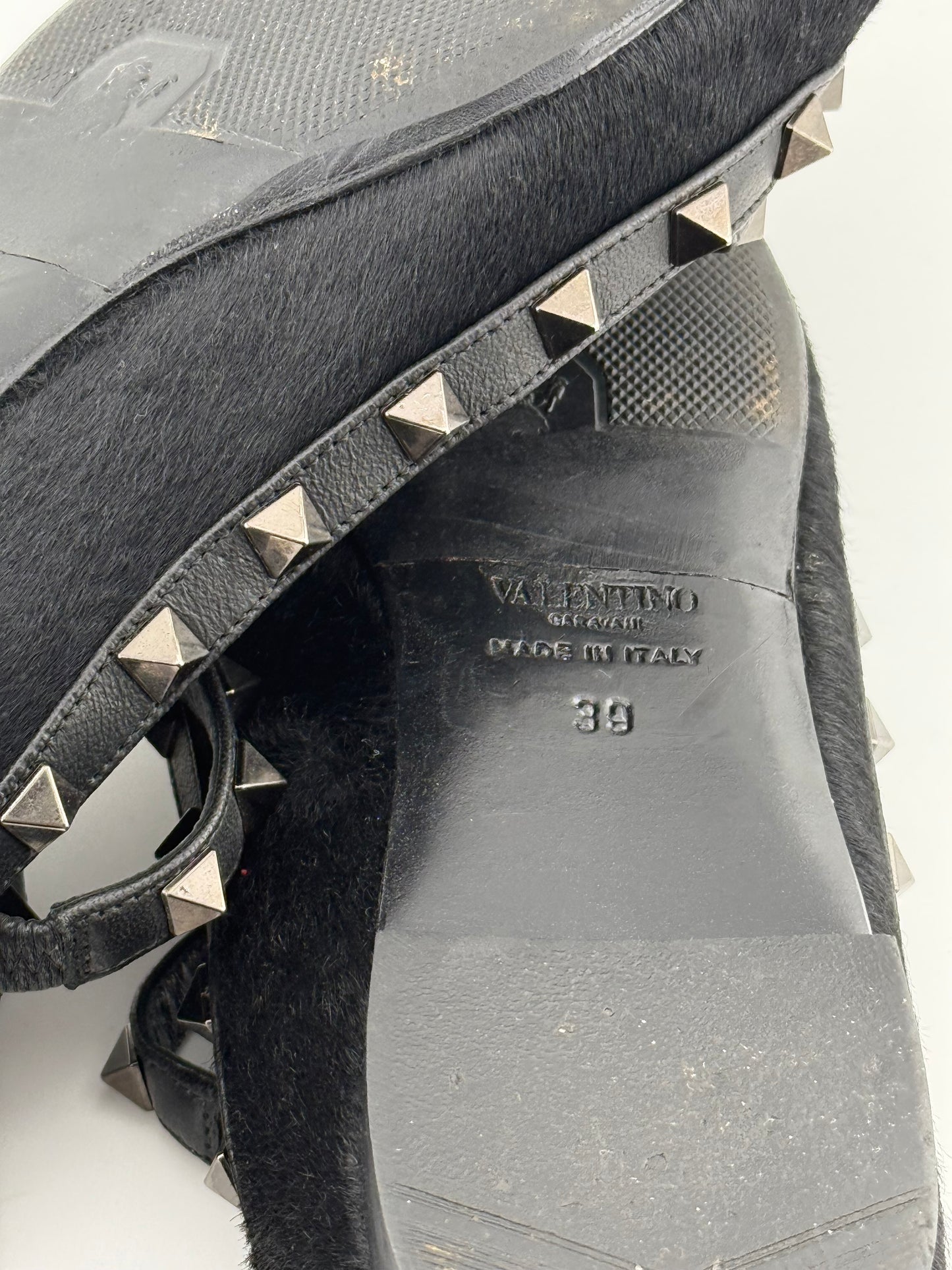 Valentino Rockstud Leather Ballet Flats - Black (Size 39)