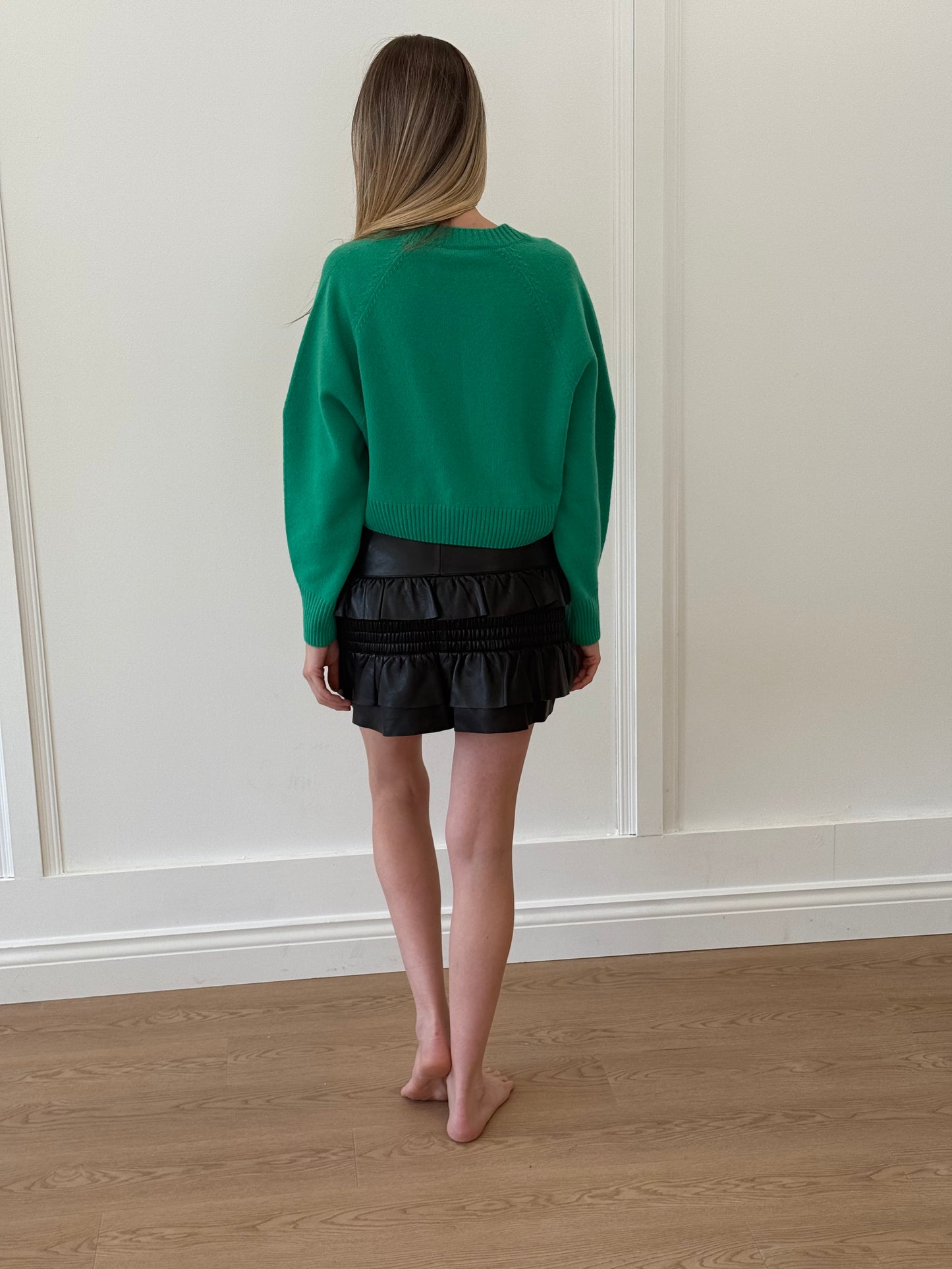Maje Leather Ruffle Skirt - Black (Estimated Size 8)