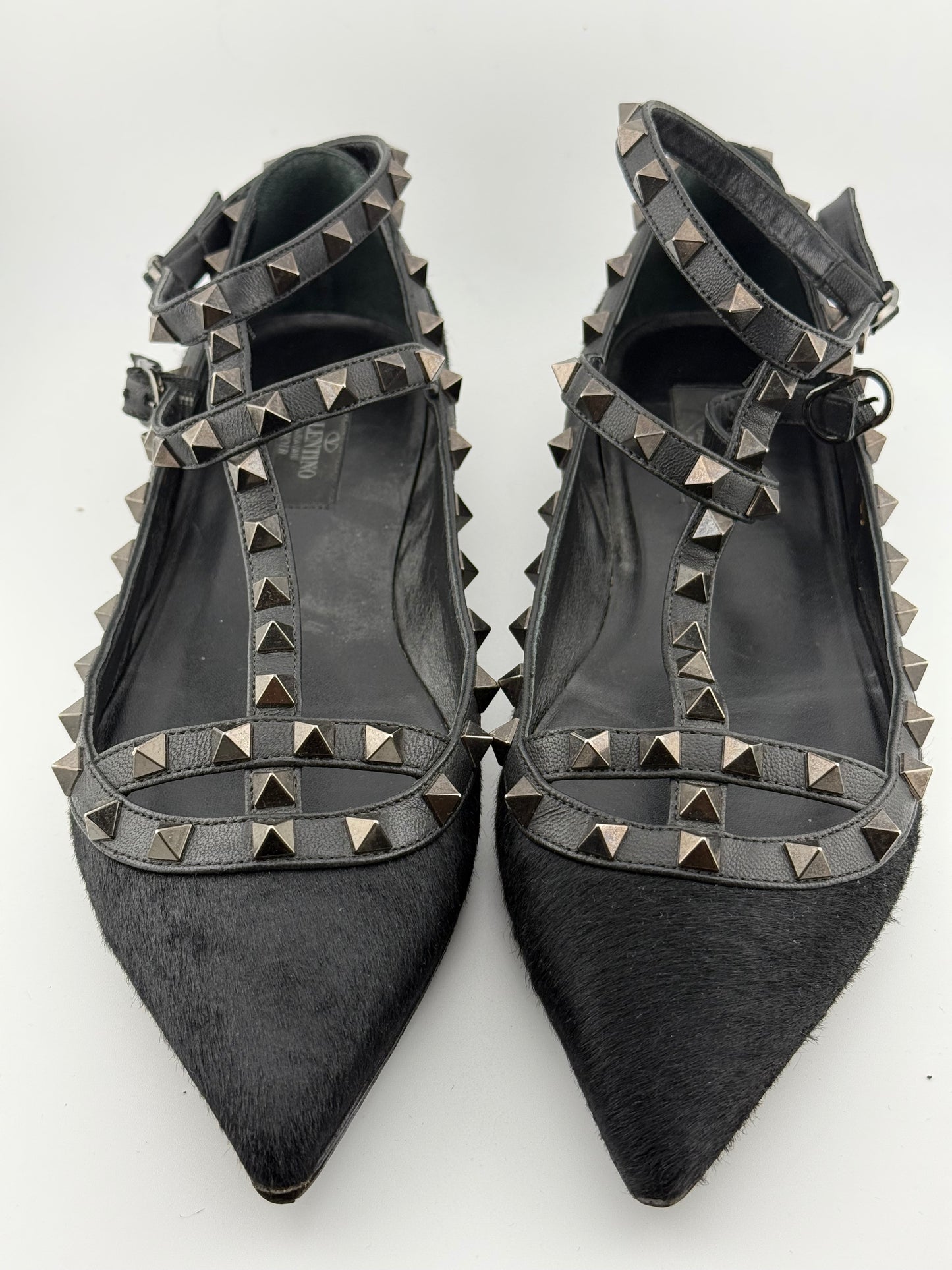Valentino Rockstud Leather Ballet Flats - Black (Size 39)