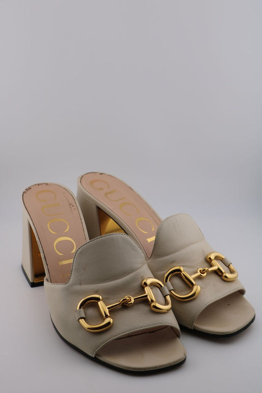 Gucci Mule with Block Heel & Horsebit Feature in Cream (EUR 39)