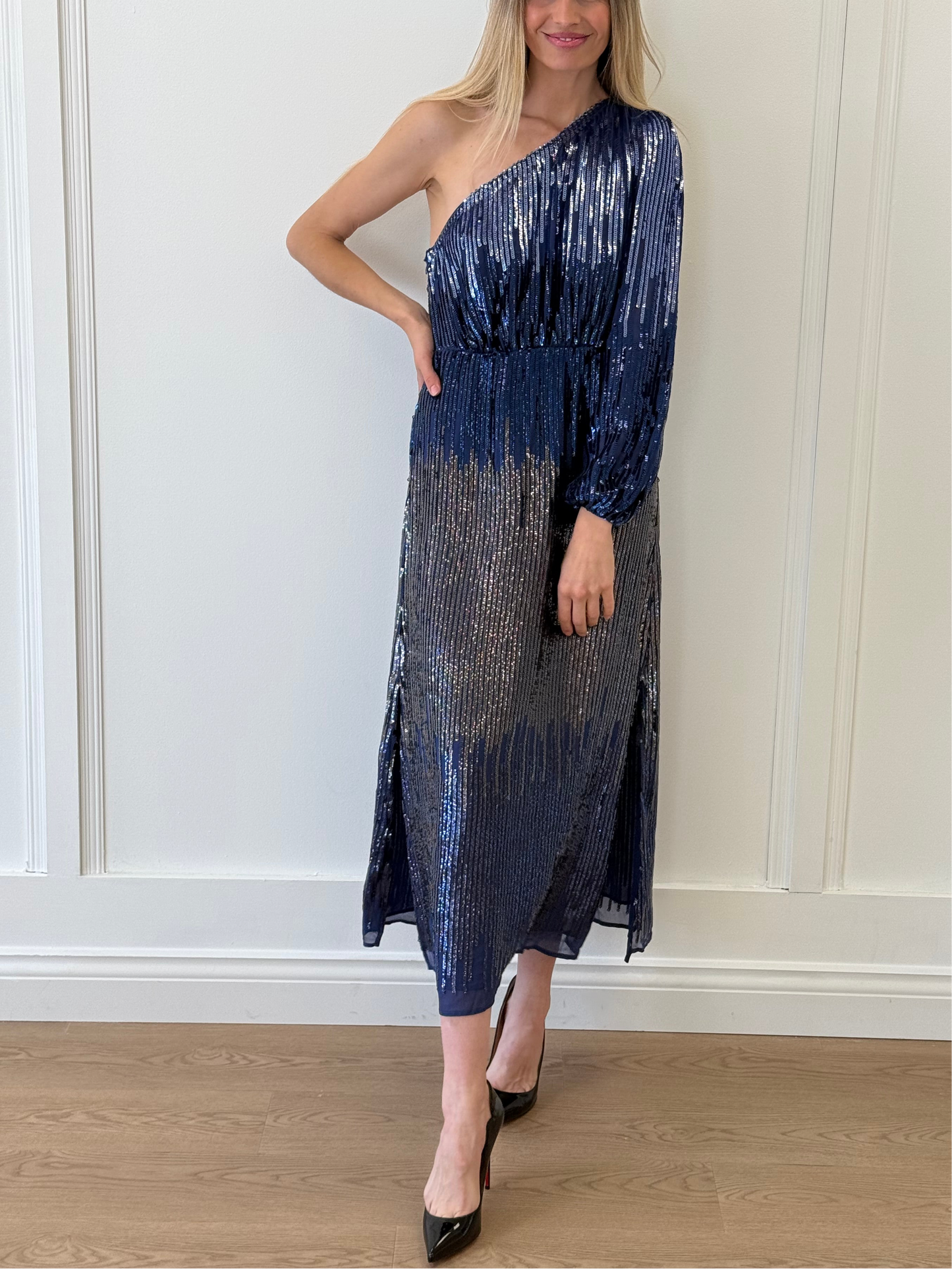 Rixo Bradshaw Sequin Dress - Blue (Size S)