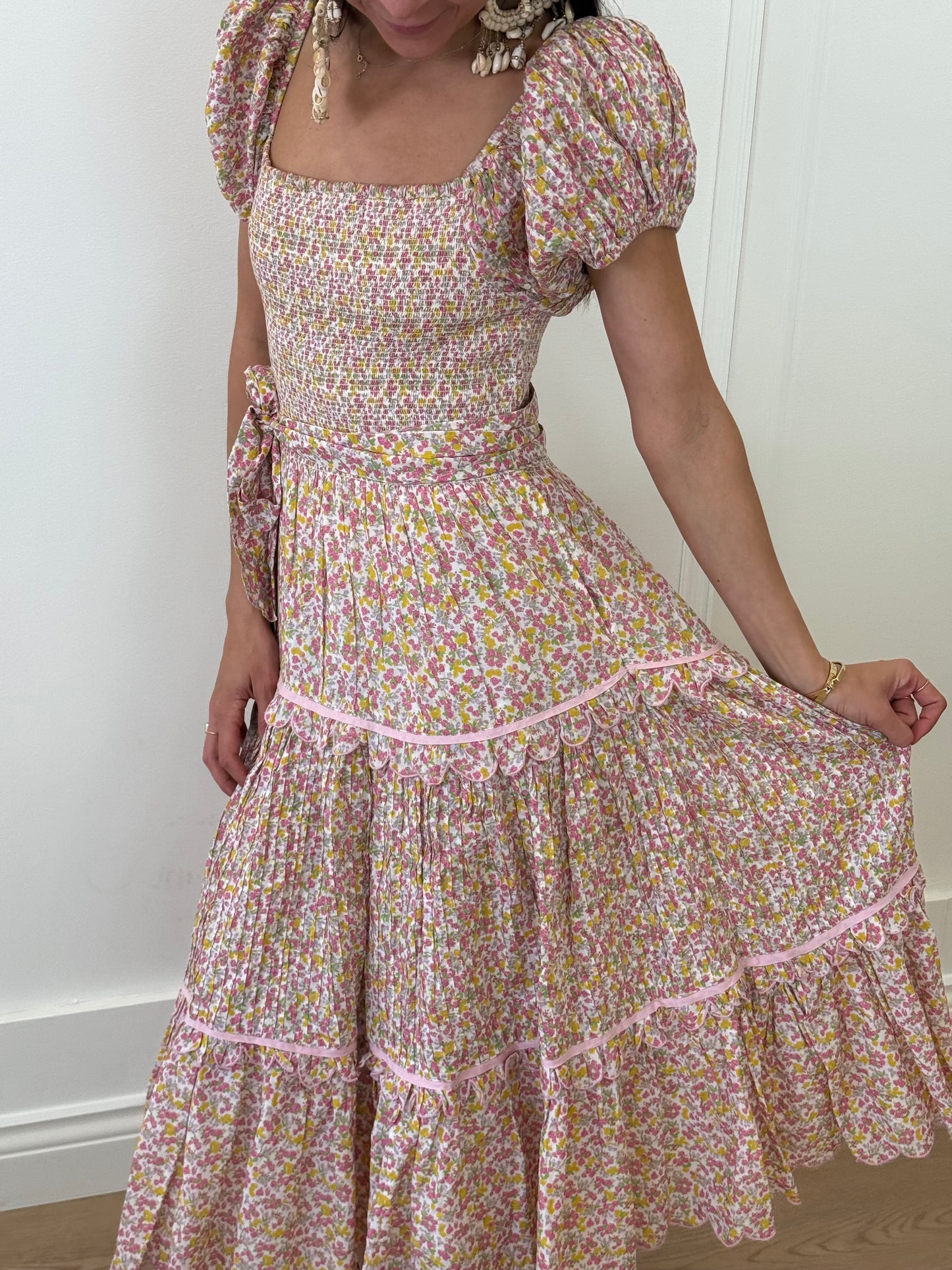 Love Shack Fancy Mid-Length Dress - Pink Floral (Size XS)