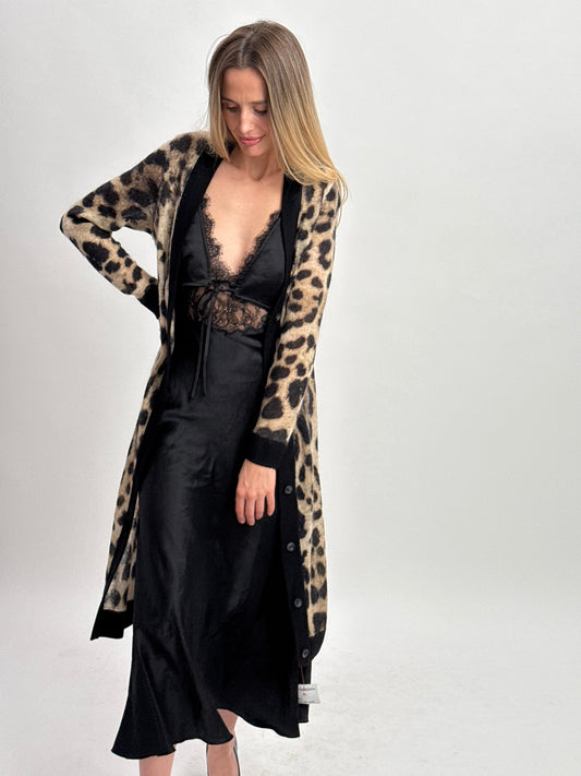 LK Bennett Leopard Full Length Maxi Cardigan - Leopard Print (Small)