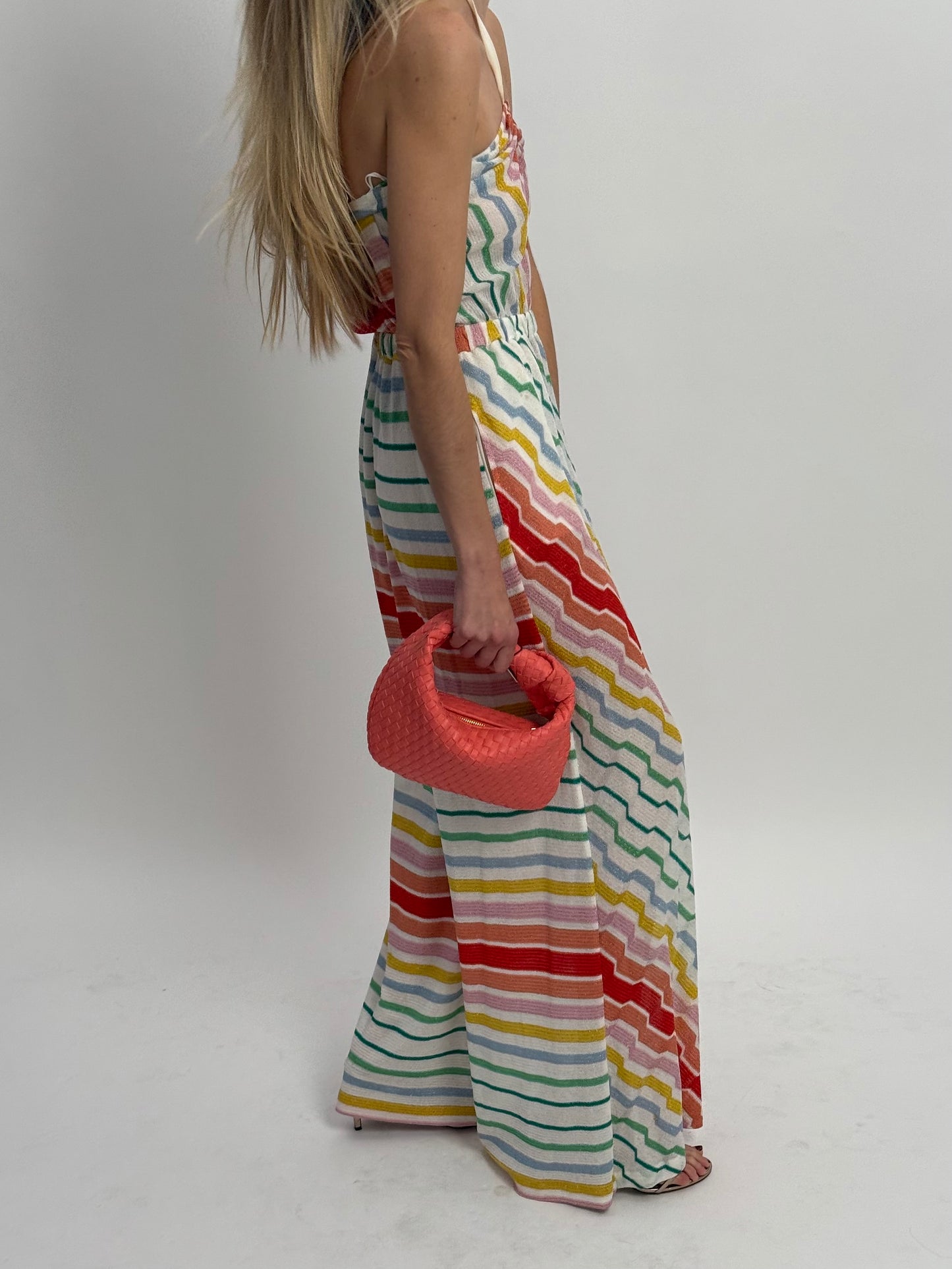 Missoni Flared Jumpsuit with Velvet Neck Ties - Multi (IT 42)
