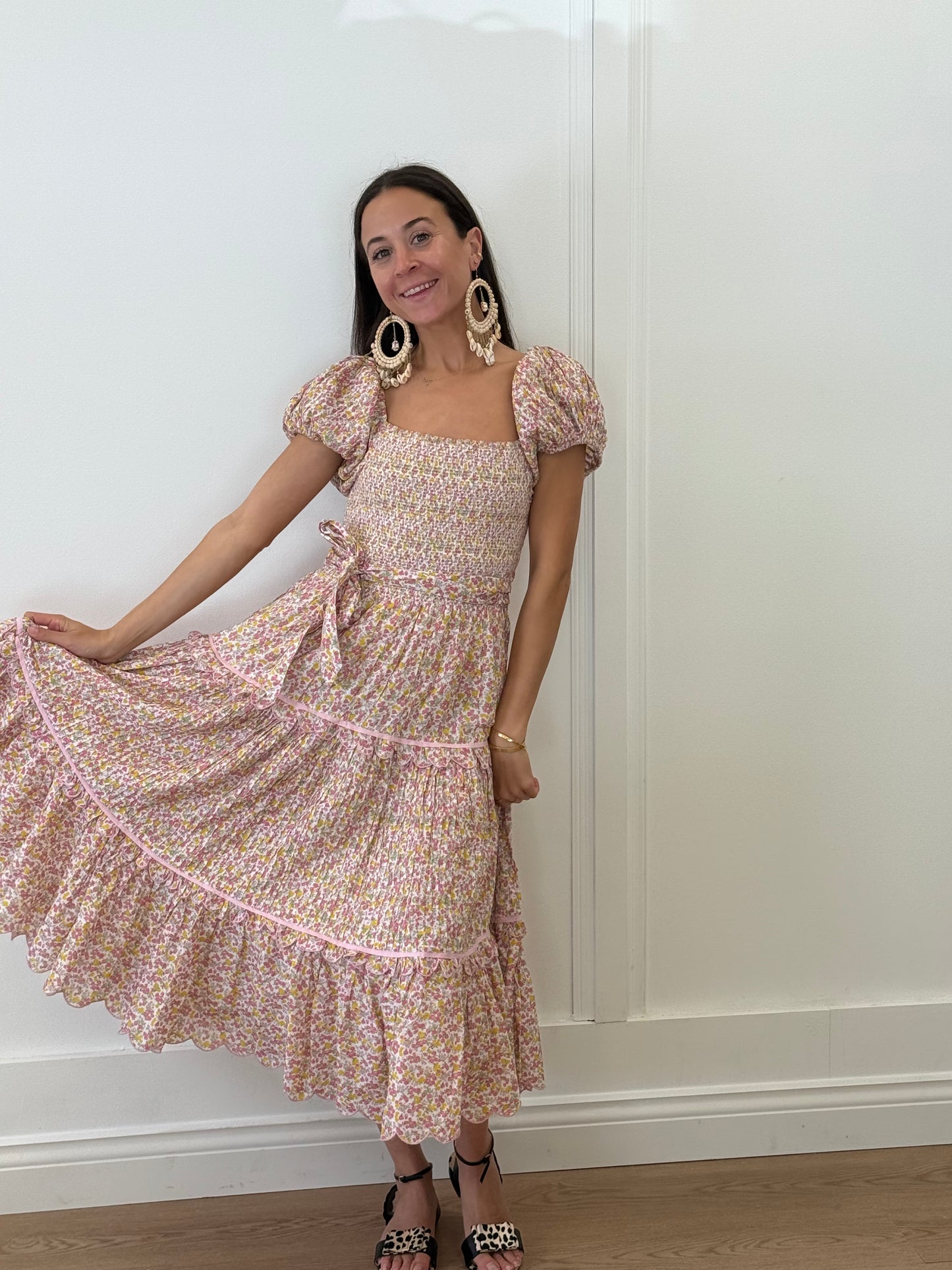 Love Shack Fancy Mid-Length Dress - Pink Floral (Size XS)
