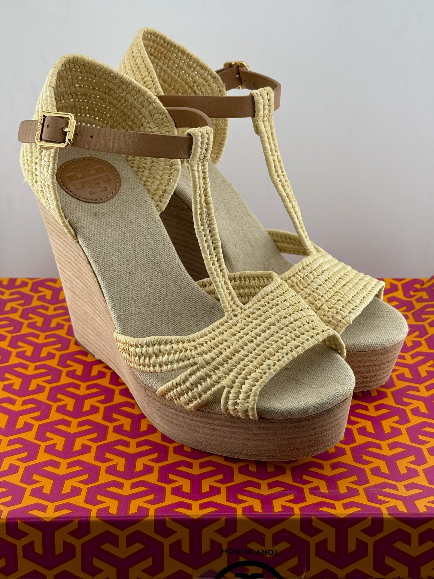 Tory Burch Natural Woven Wedges - Tan/Natural (EUR 37.5)