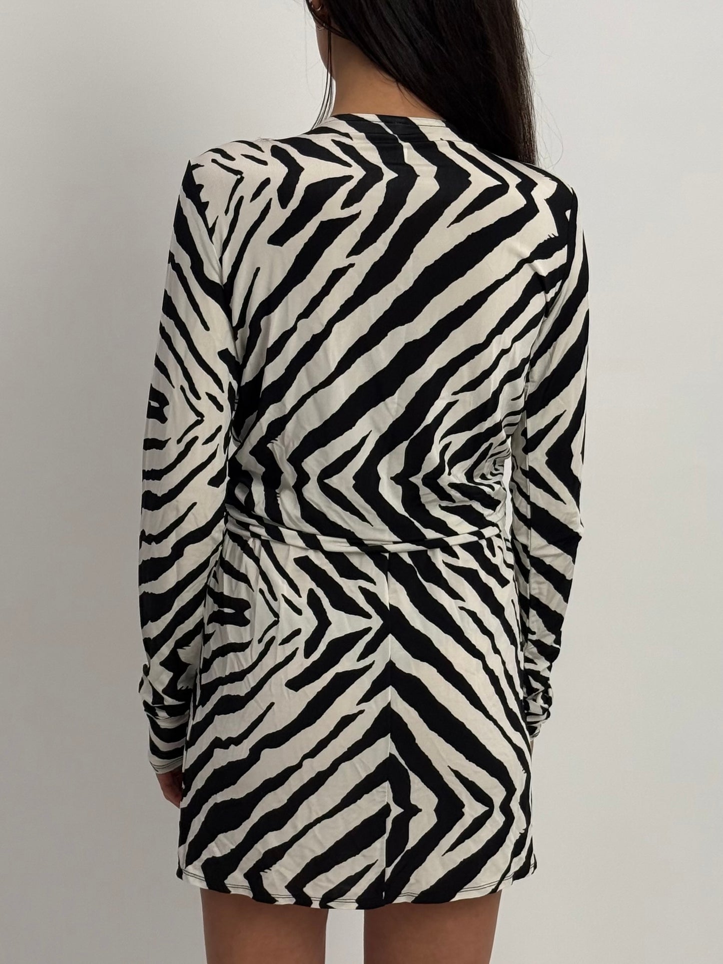 Rat & Boa Zebra Mini Wrap Dress - Zebra Print (XXS)
